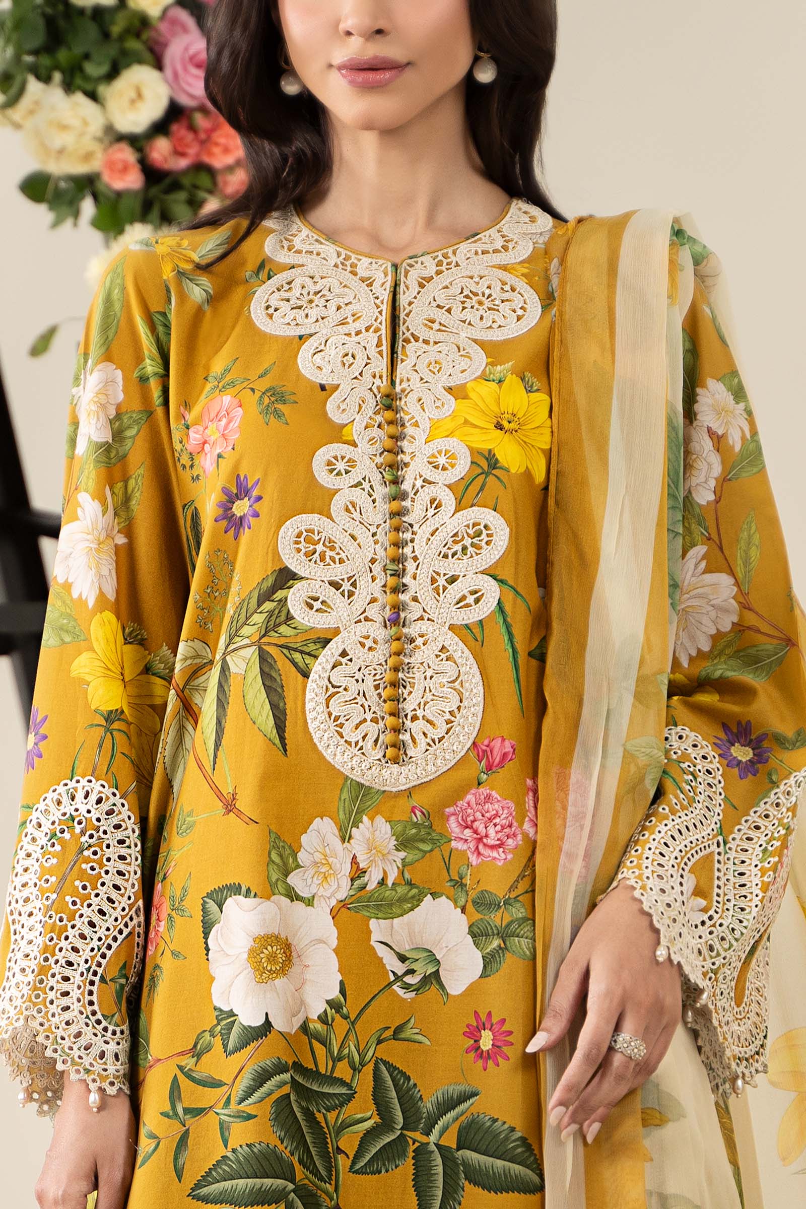 3 Piece Embroidered Lawn Suit | MPS-2604-B - Image 4