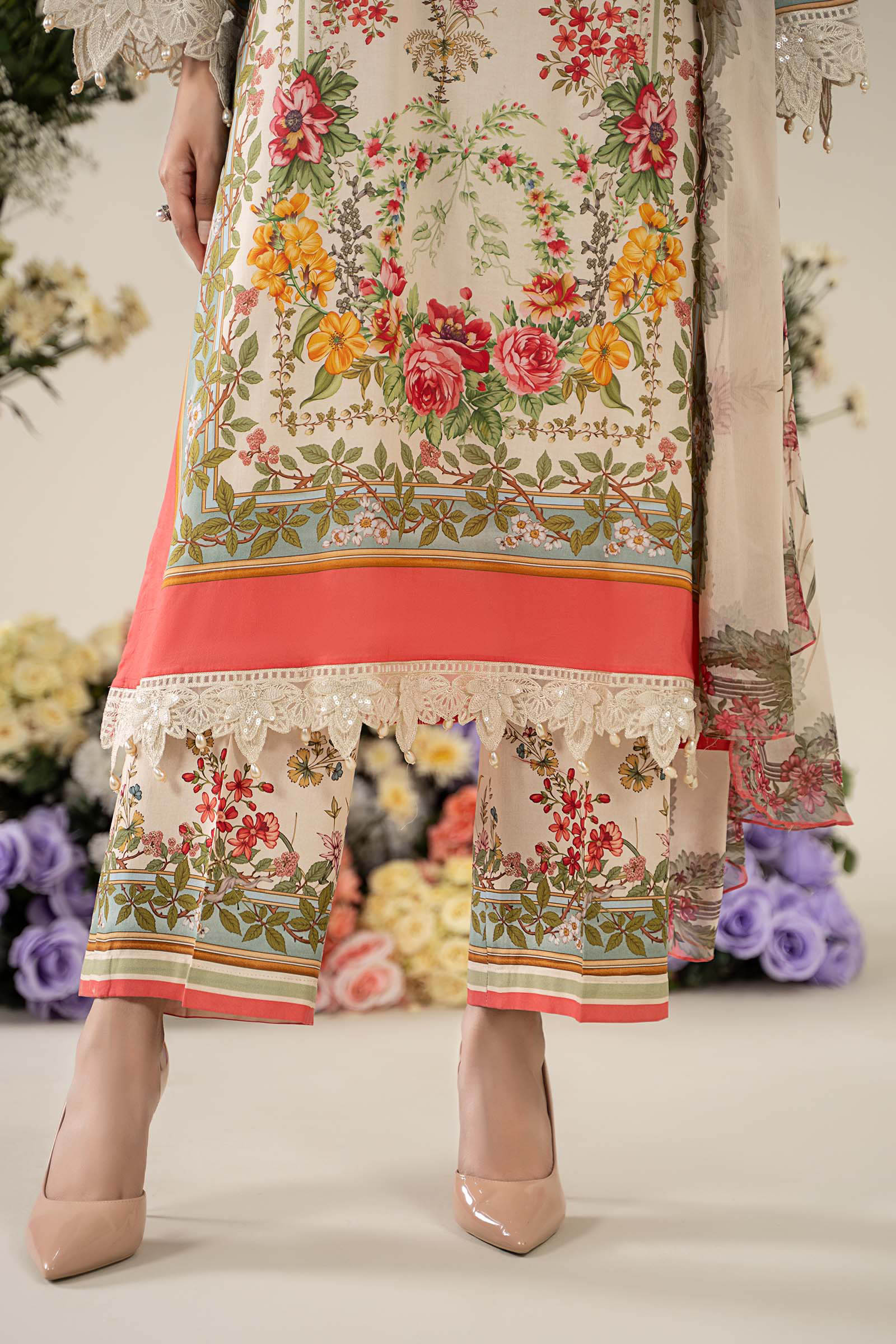 3 Piece Embroidered Lawn Suit | MPS-2605-A - Image 5