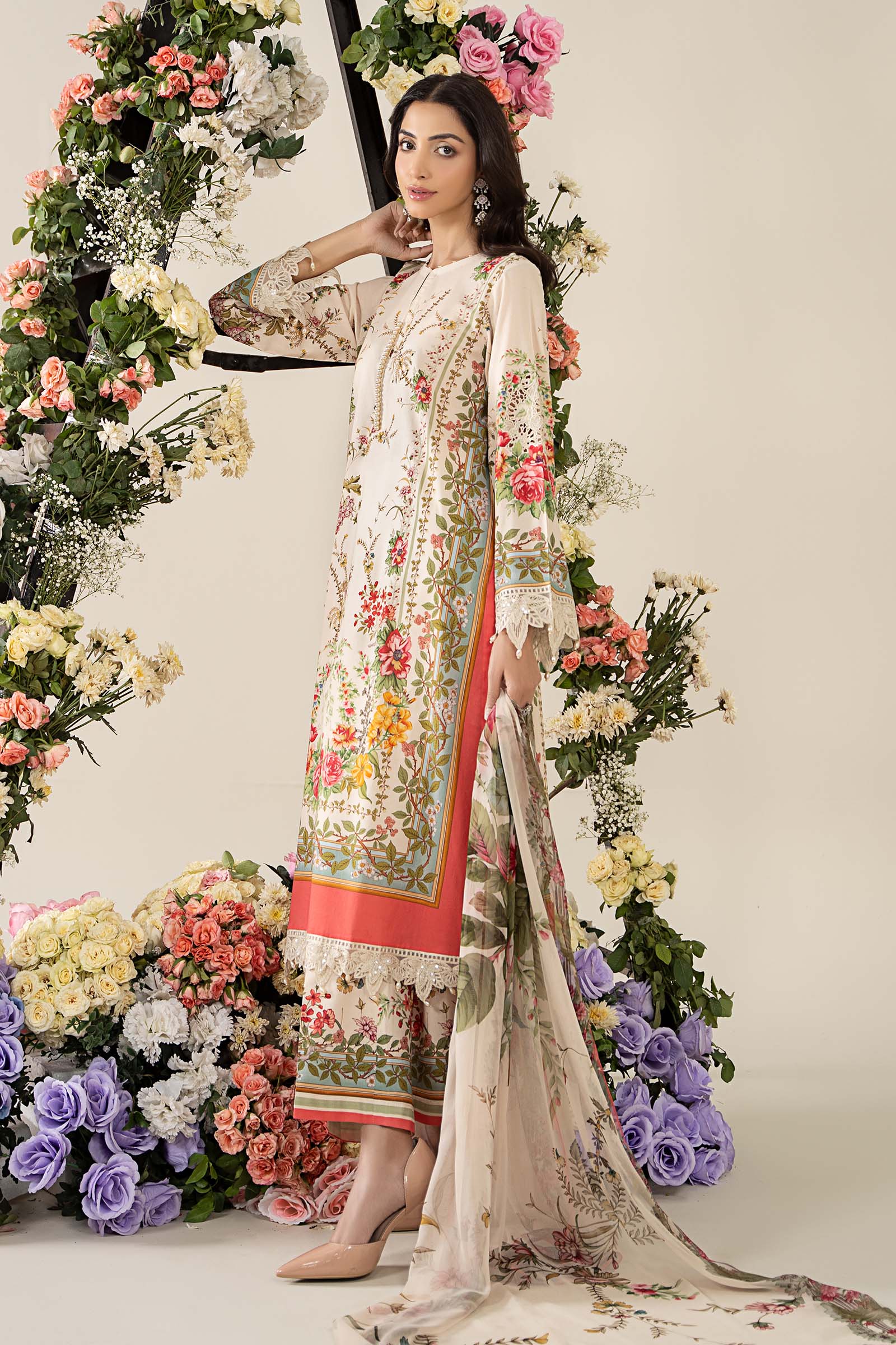 3 Piece Embroidered Lawn Suit | MPS-2605-A - Image 7