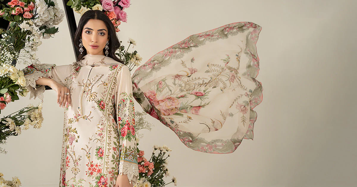 3 Piece Embroidered Lawn Suit | MPS-2605-A - Image 9