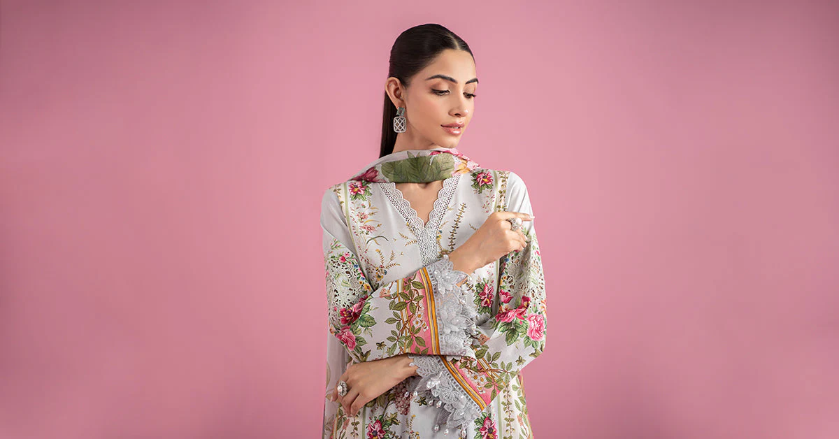 3 Piece Embroidered Lawn Suit | MPS-2605-B - Image 8