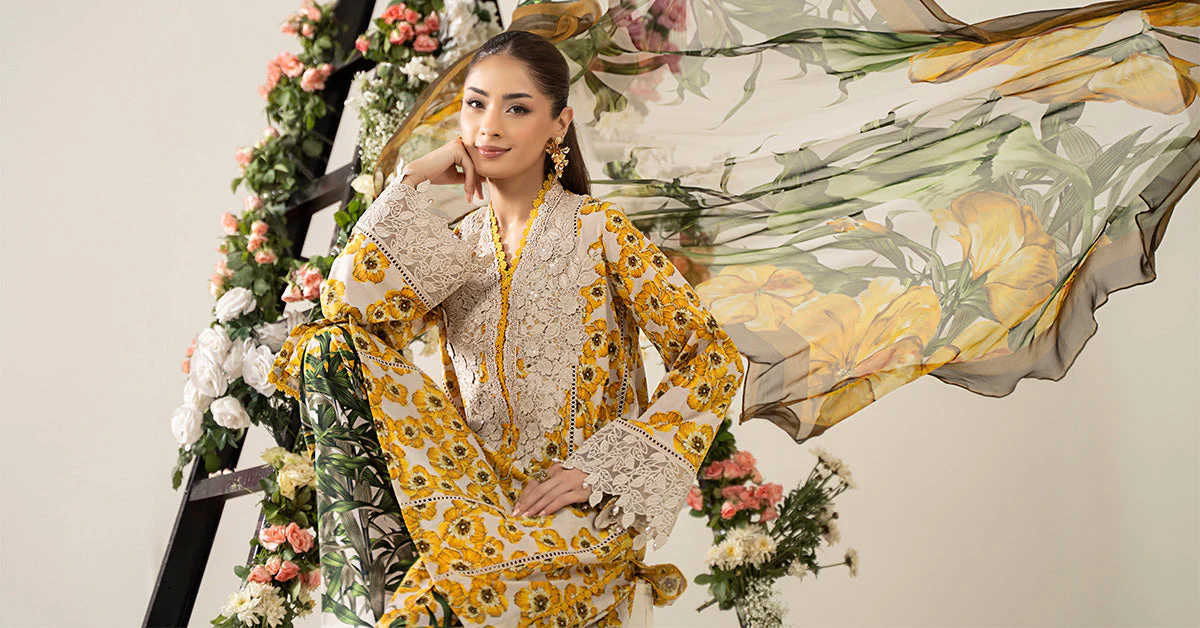 3 Piece Embroidered Lawn Suit | MPS-2606-A - Image 10