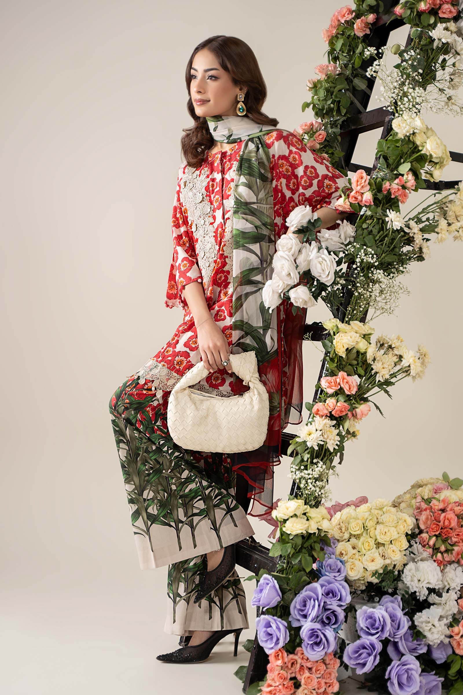 3 Piece Embroidered Lawn Suit | MPS-2606-B - Image 4