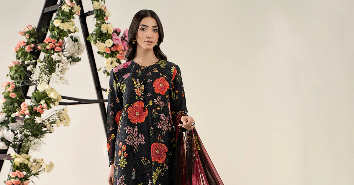 3 Piece Embroidered Lawn Suit | MPS-2607-B - Image 9