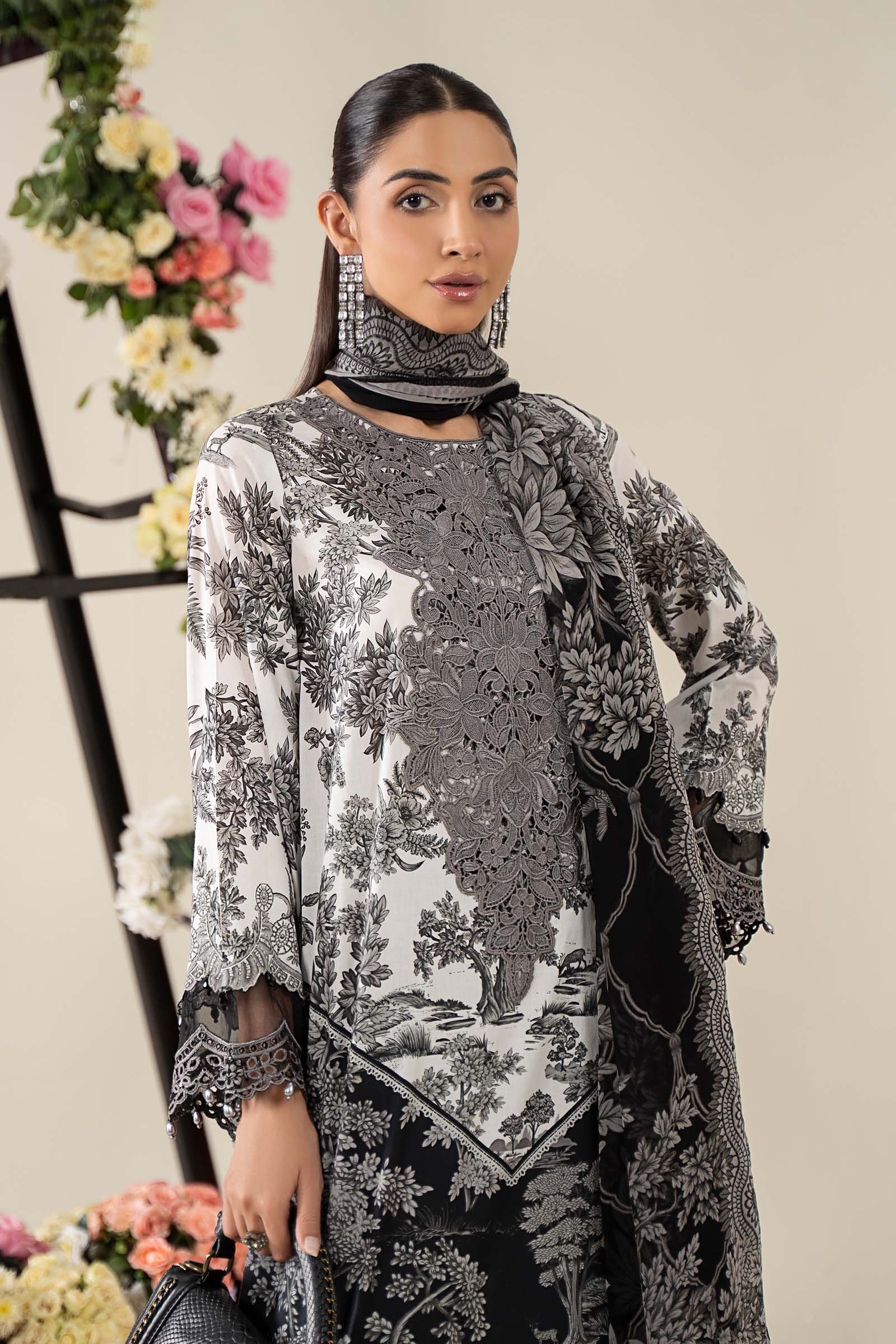 3 Piece Embroidered Lawn Suit | MPS-2608-B - Image 3