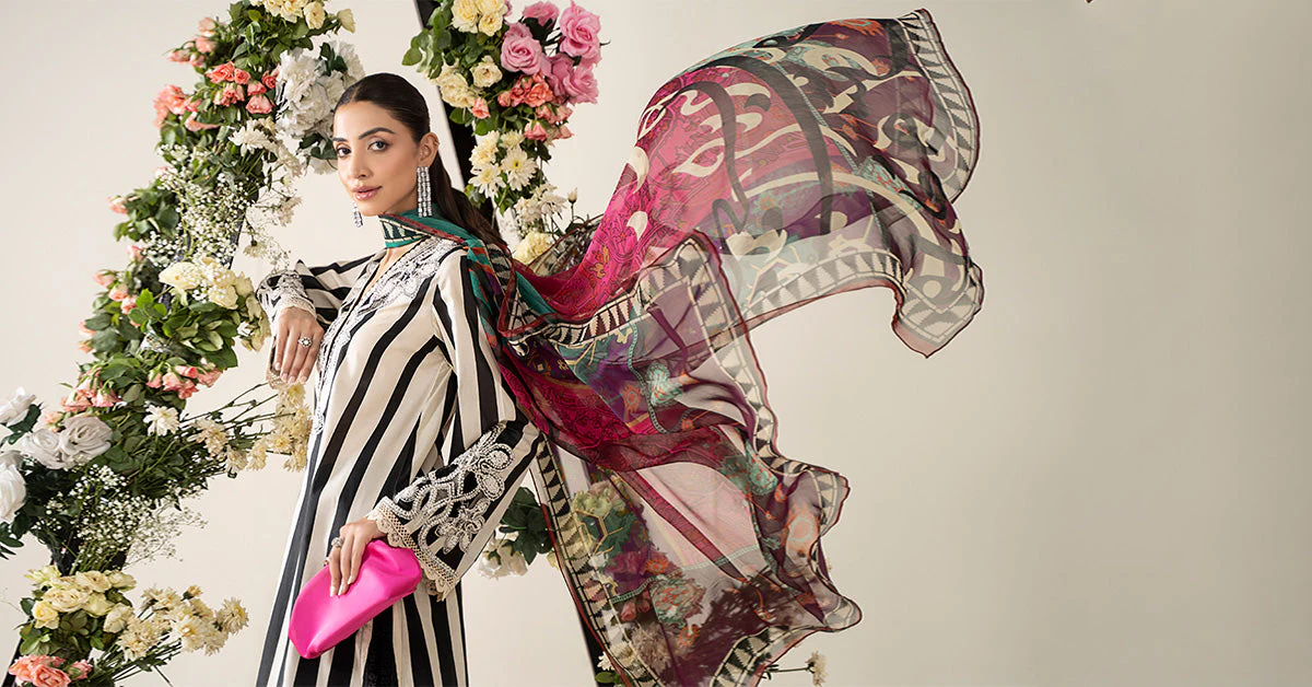 3 Piece Embroidered Lawn Suit | MPS-2609-B - Image 7