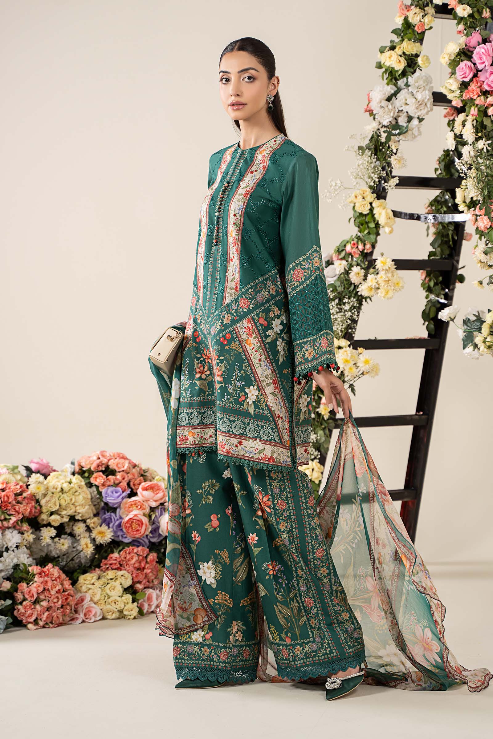 3 Piece Embroidered Lawn Suit | MPS-2610-A - Image 5