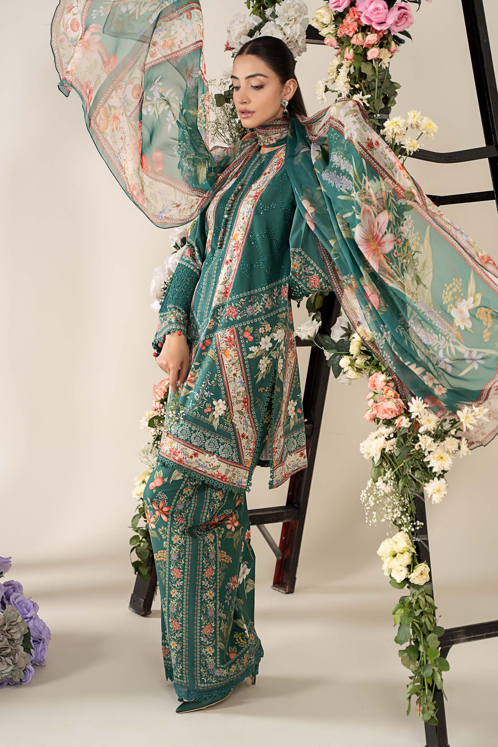 3 Piece Embroidered Lawn Suit | MPS-2610-A - Image 6