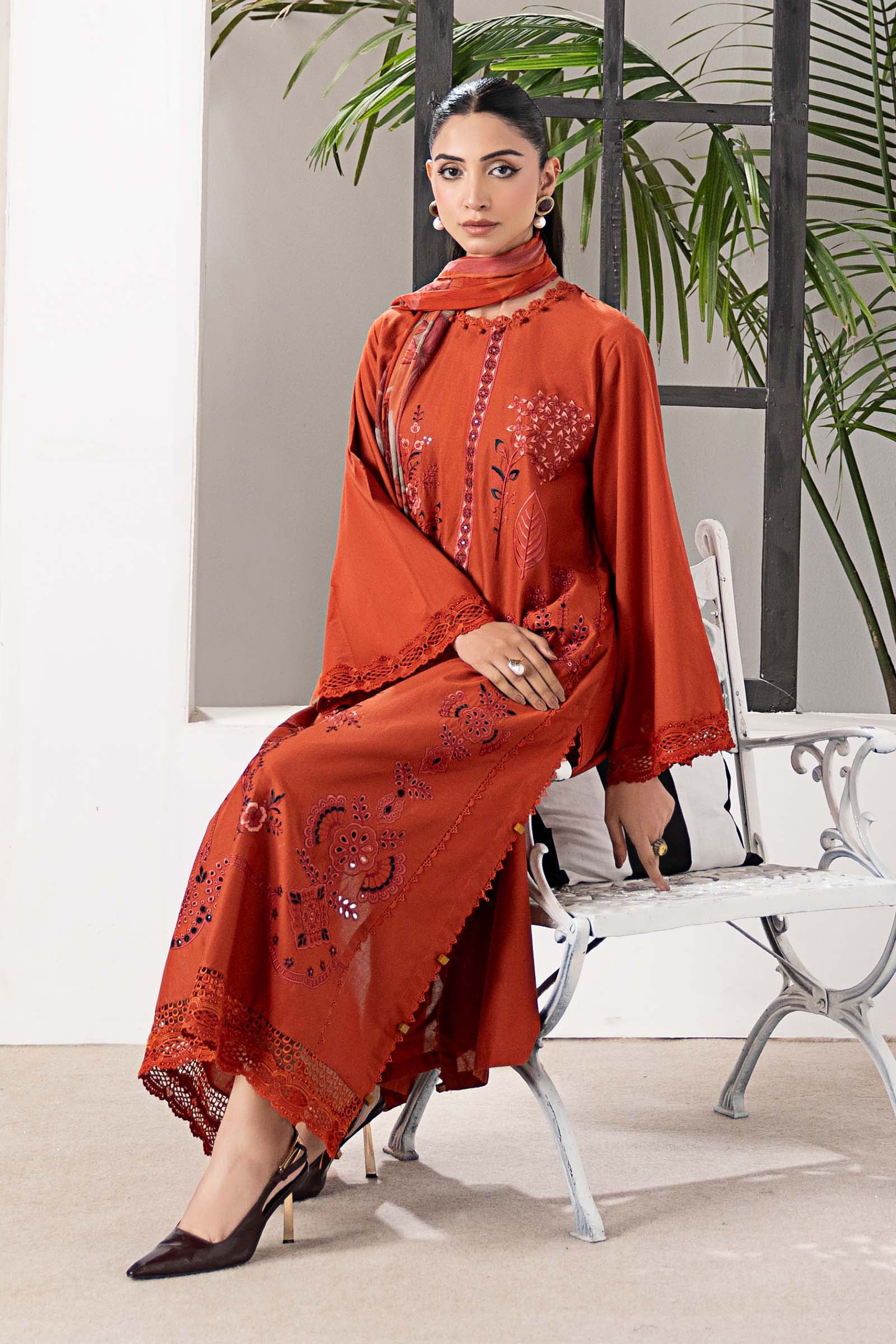 3 Piece Embroidered Cambric Suit - Image 3