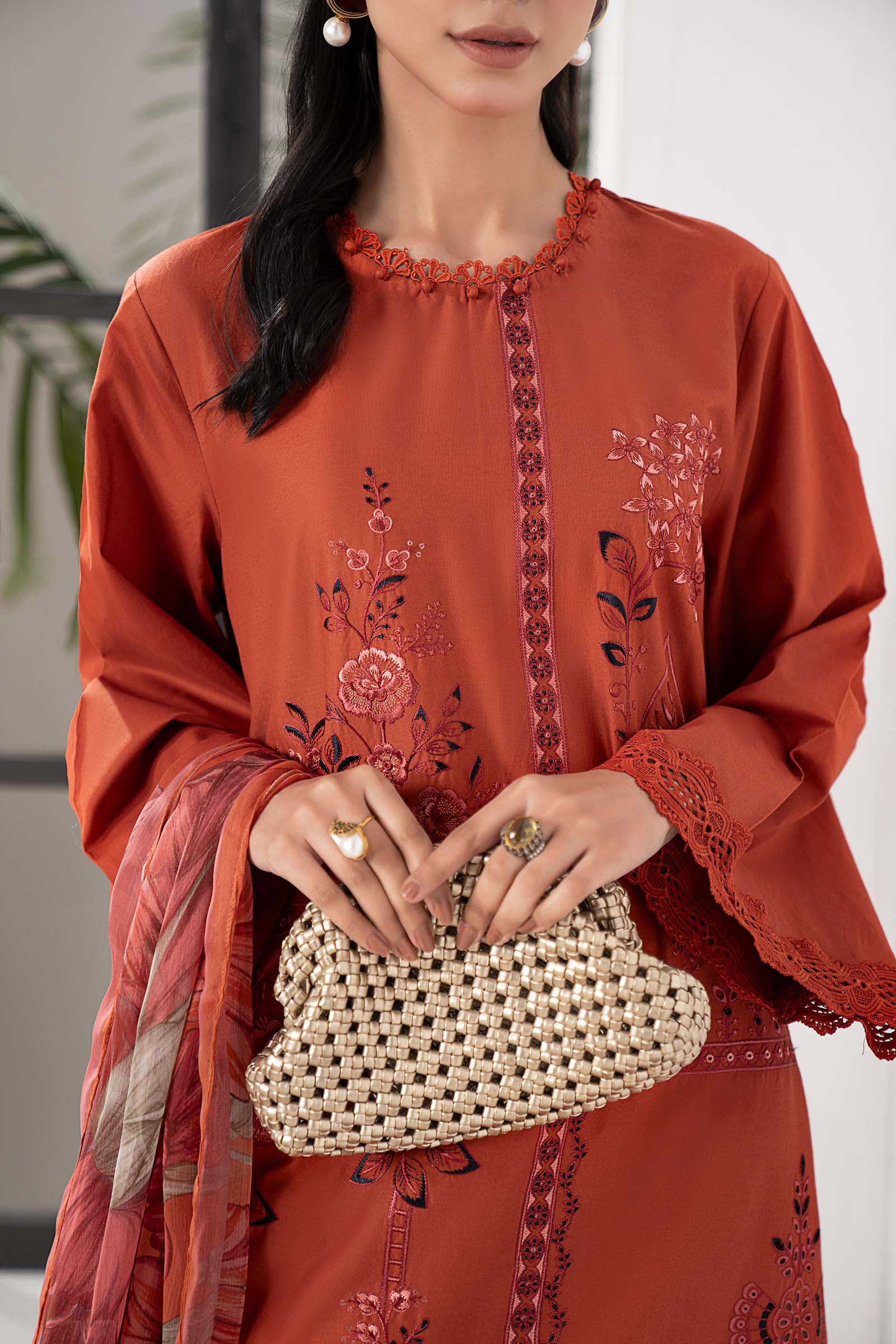 3 Piece Embroidered Cambric Suit - Image 5