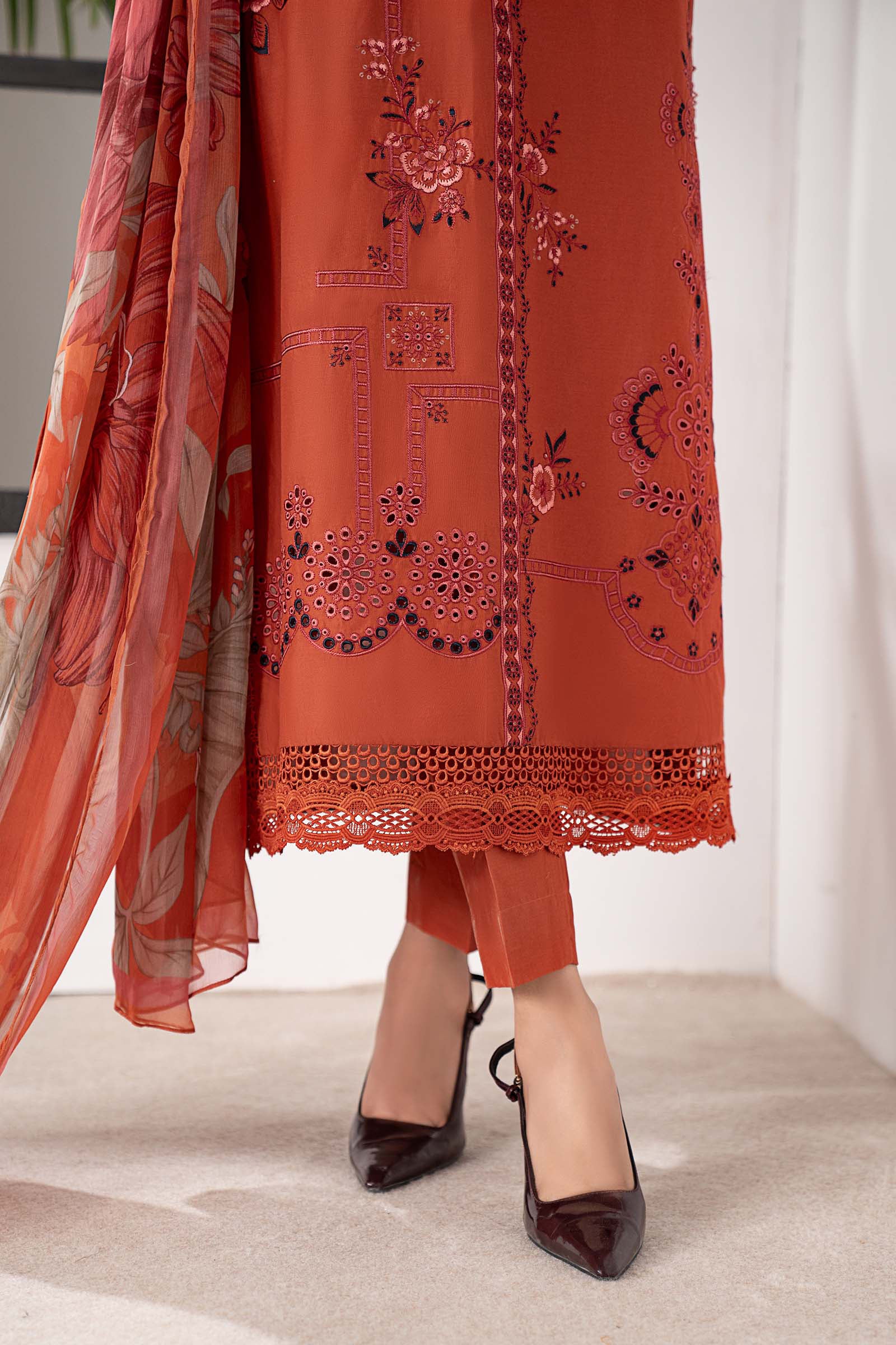 3 Piece Embroidered Cambric Suit - Image 6