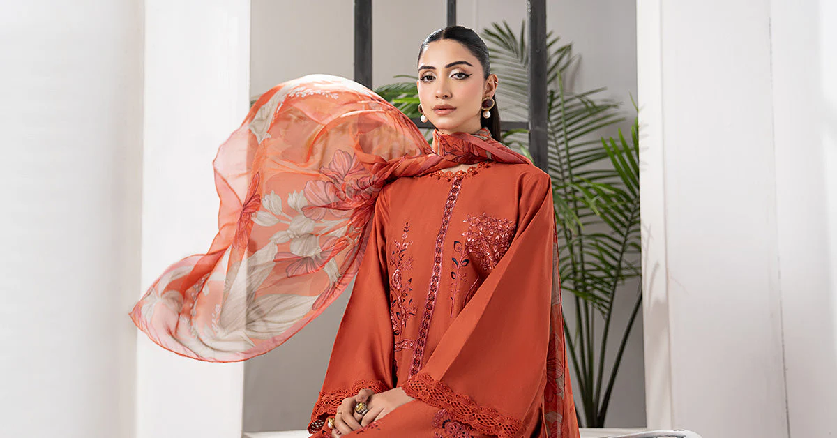 3 Piece Embroidered Cambric Suit - Image 9