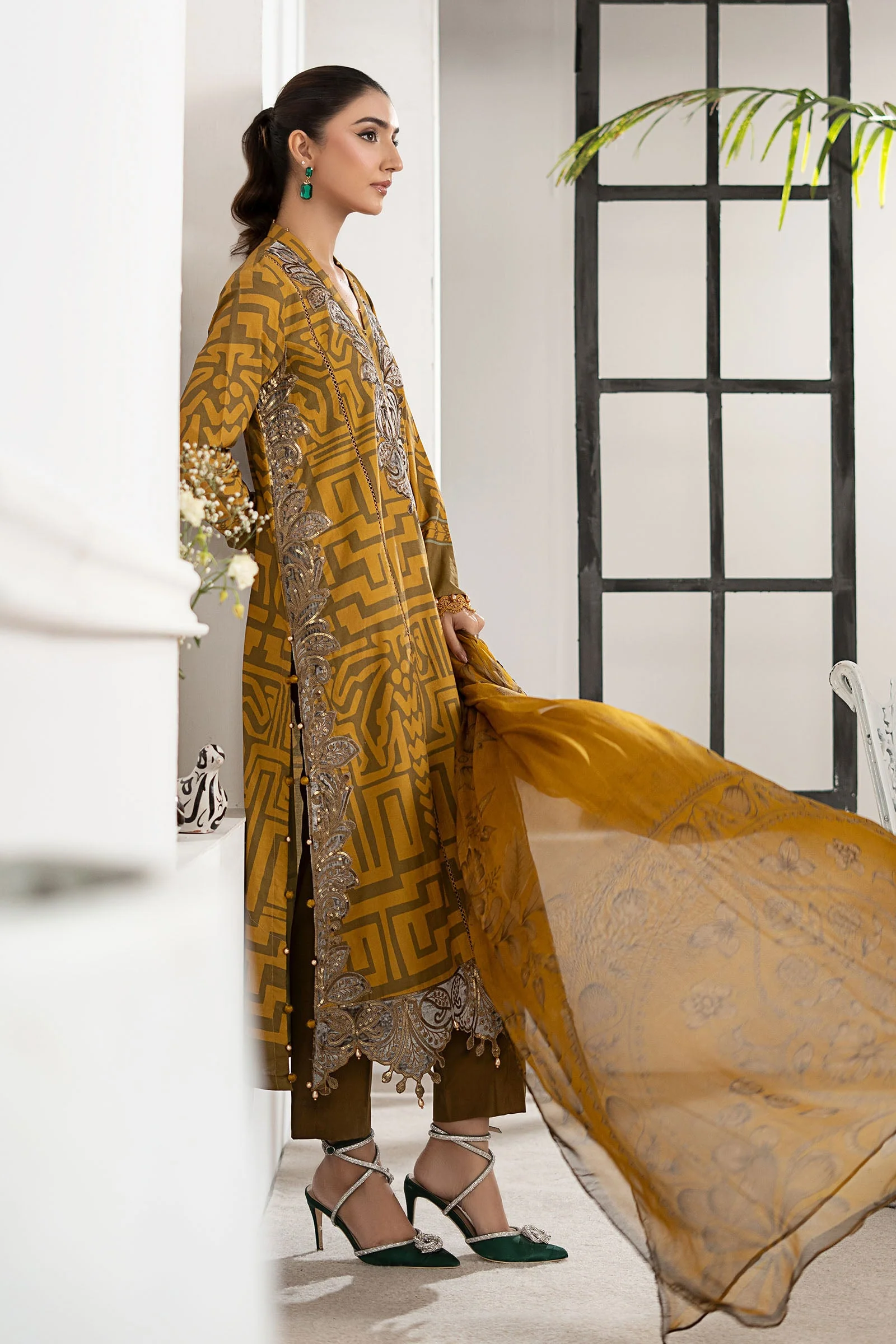 3 Piece Embroidered Cambric Suit - Image 6