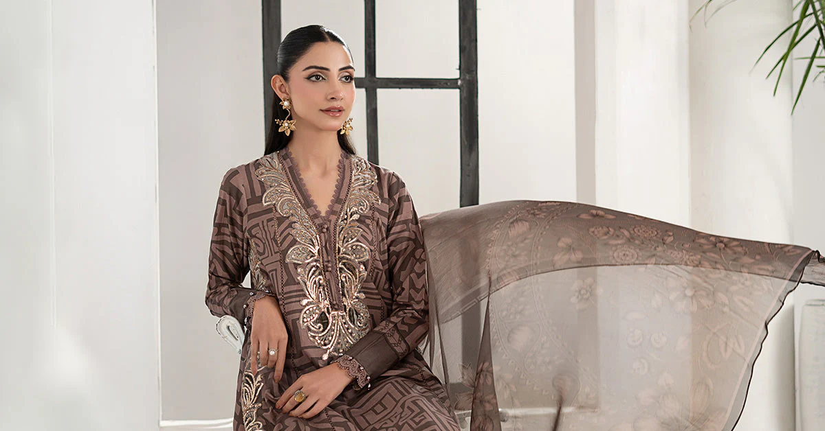 3 Piece Embroidered Cambric Suit - Image 11