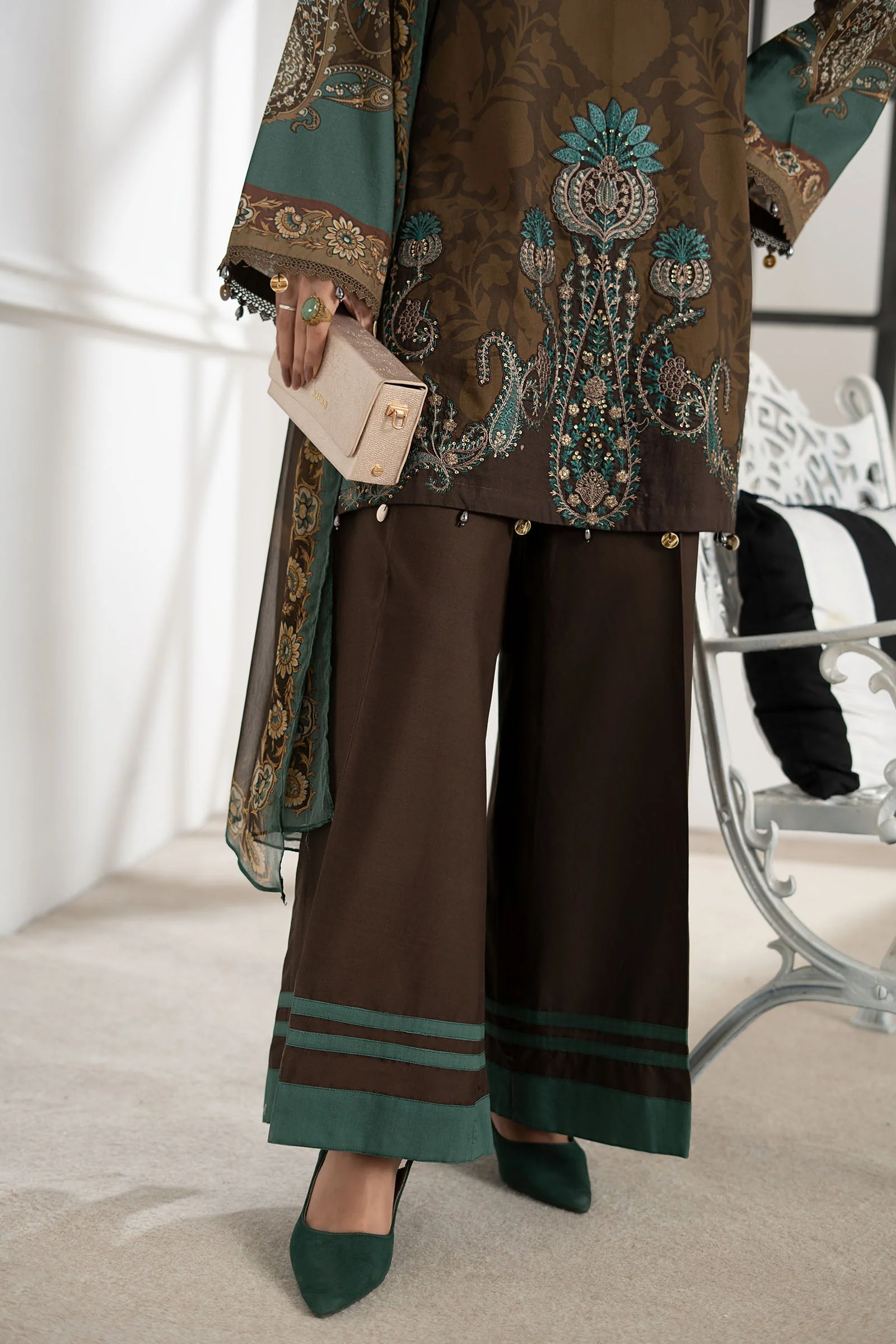 3 Piece Embroidered Cambric Suit - Image 6