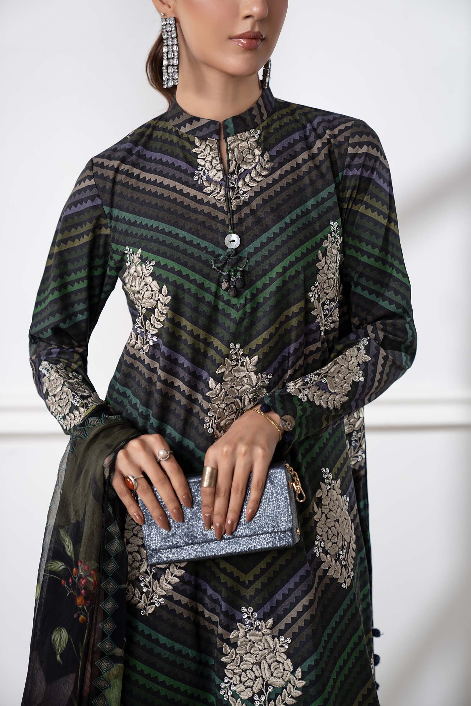 3 Piece Embroidered Cambric Suit - Image 5