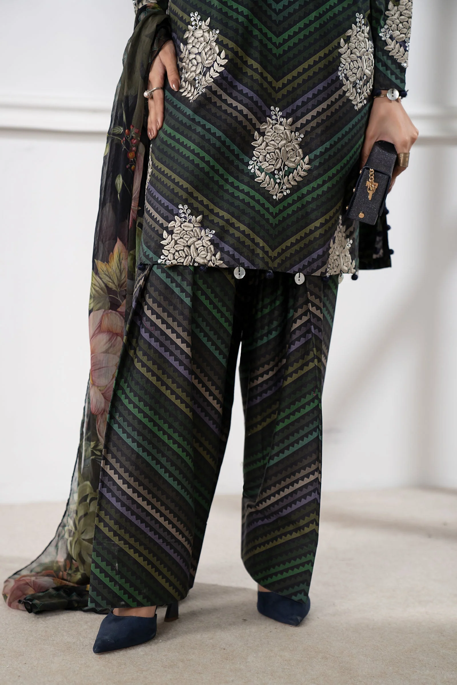 3 Piece Embroidered Cambric Suit - Image 6