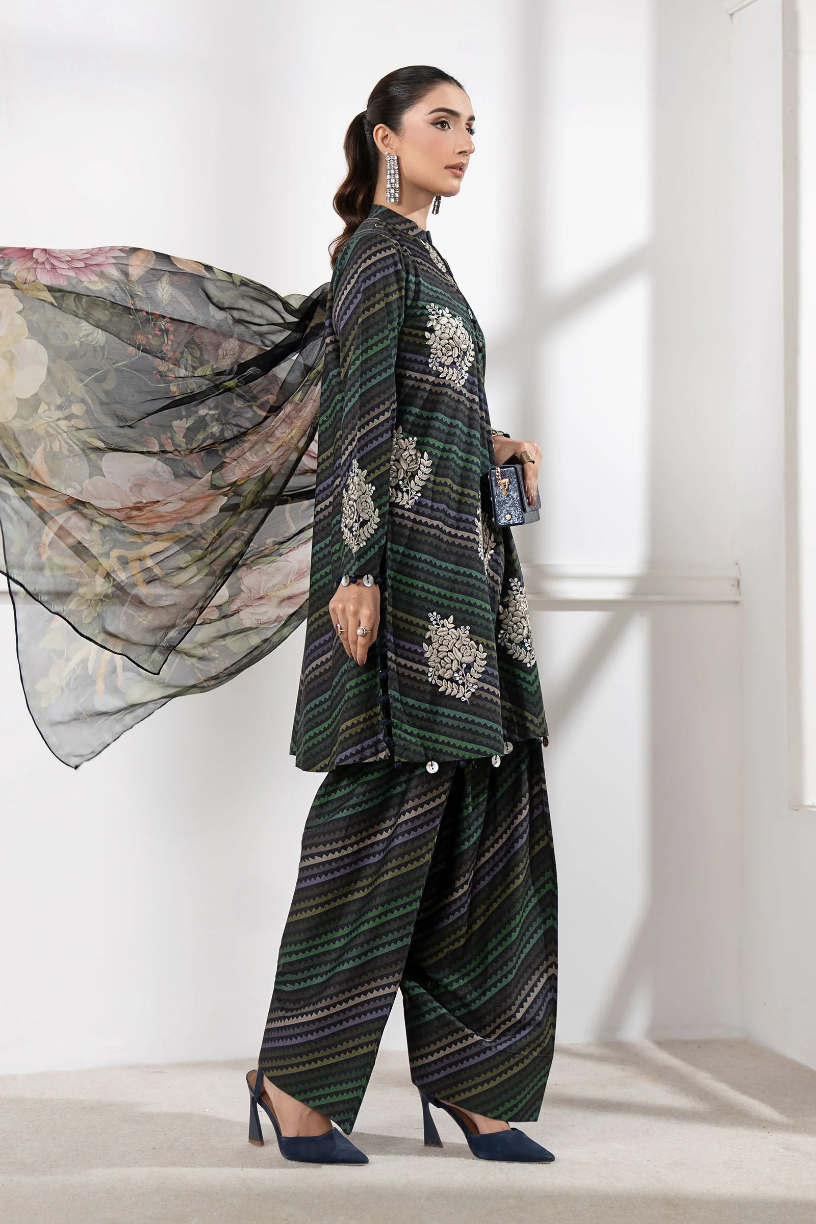 3 Piece Embroidered Cambric Suit - Image 7