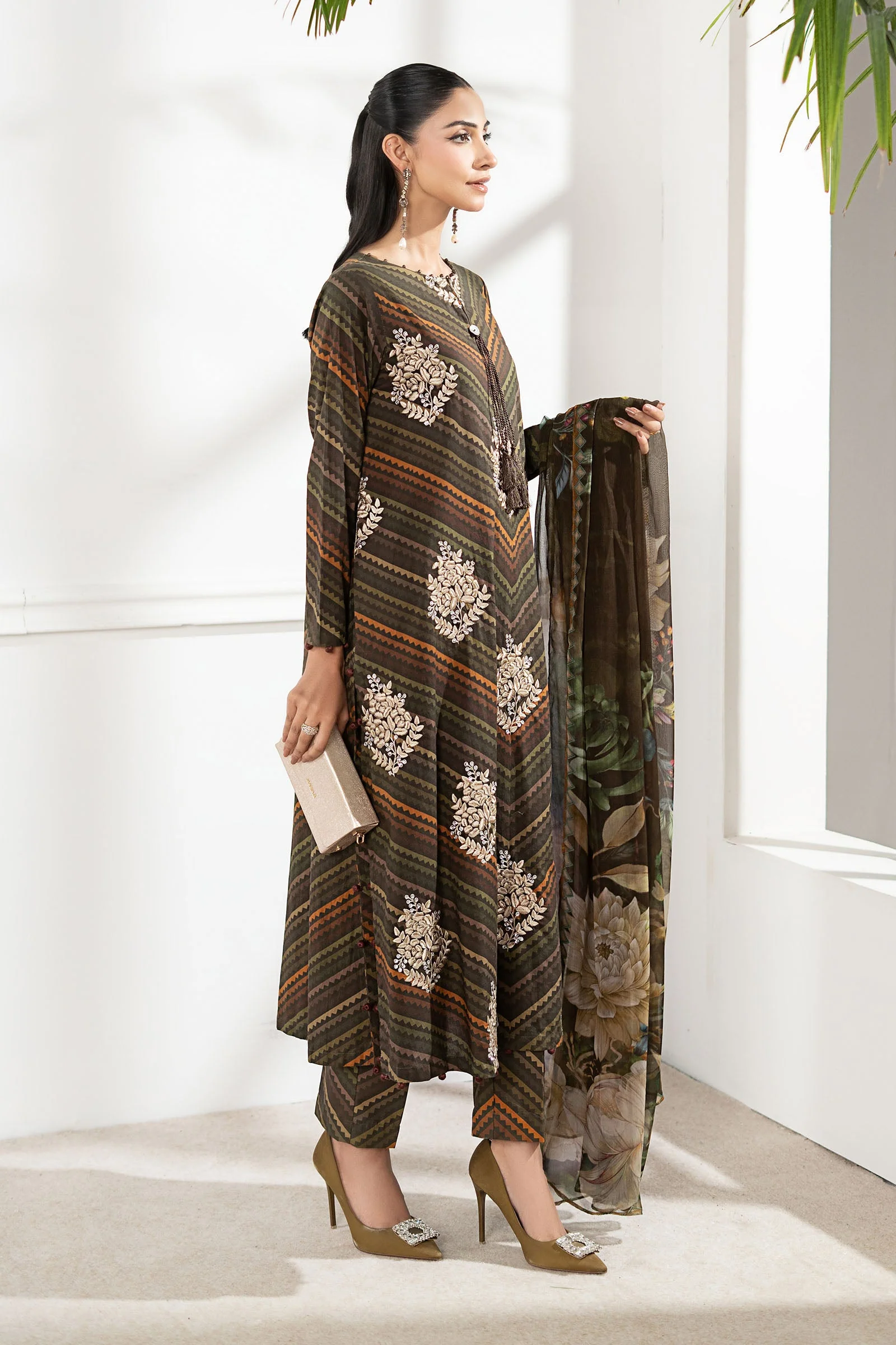 3 Piece Embroidered Cambric Suit - Image 6