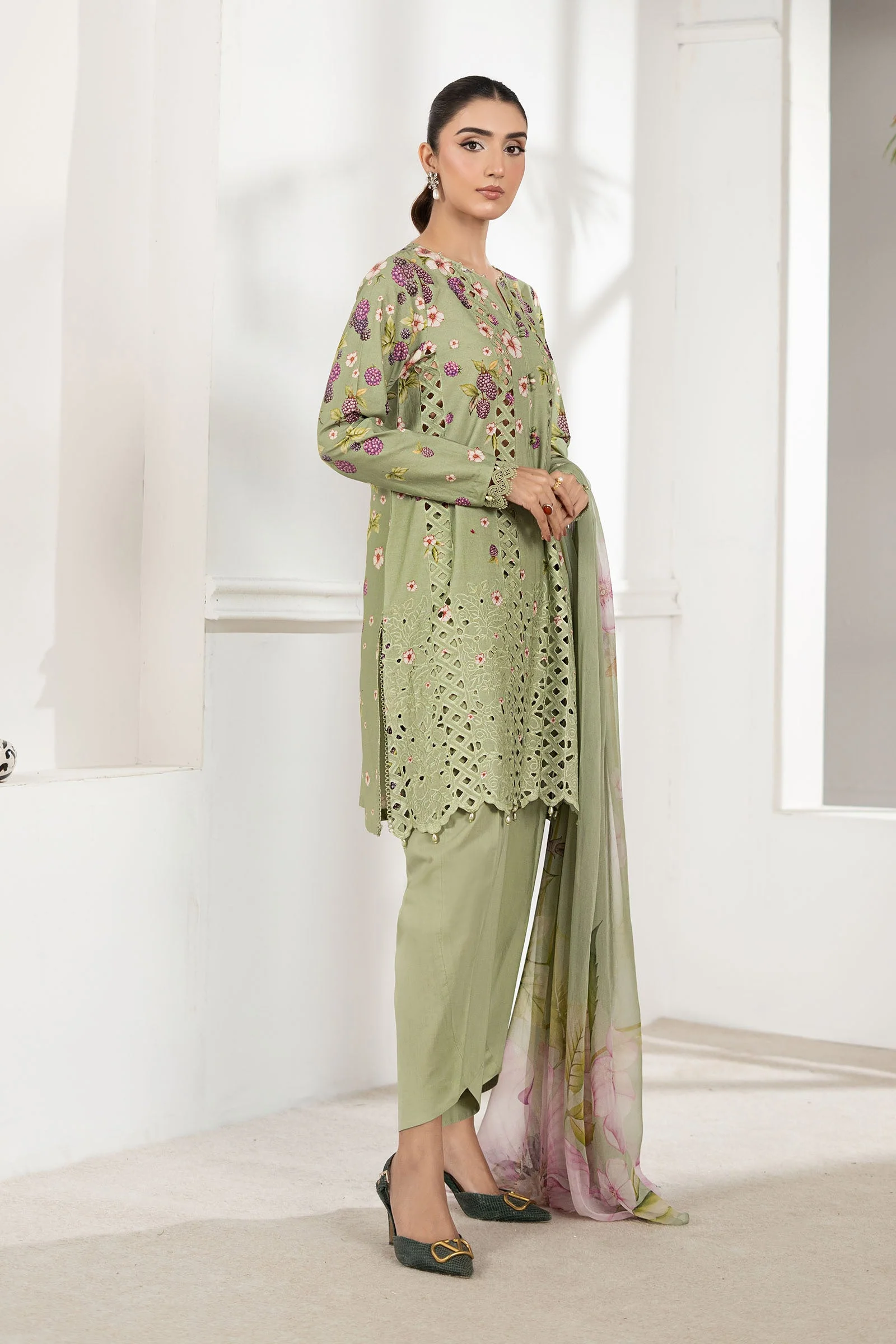 3 Piece Embroidered Cambric Suit - Image 6