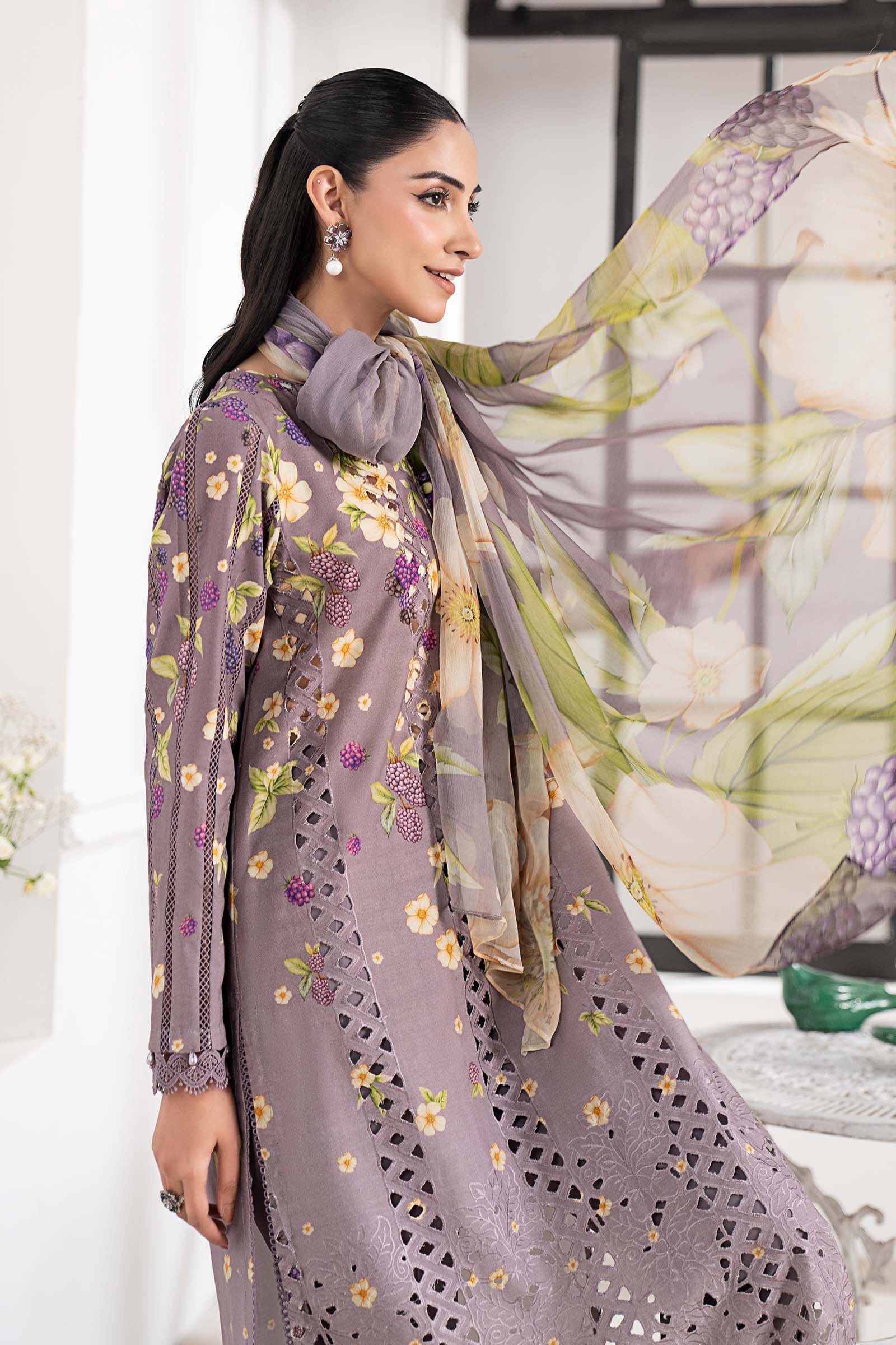 3 Piece Embroidered Cambric Suit - Image 4
