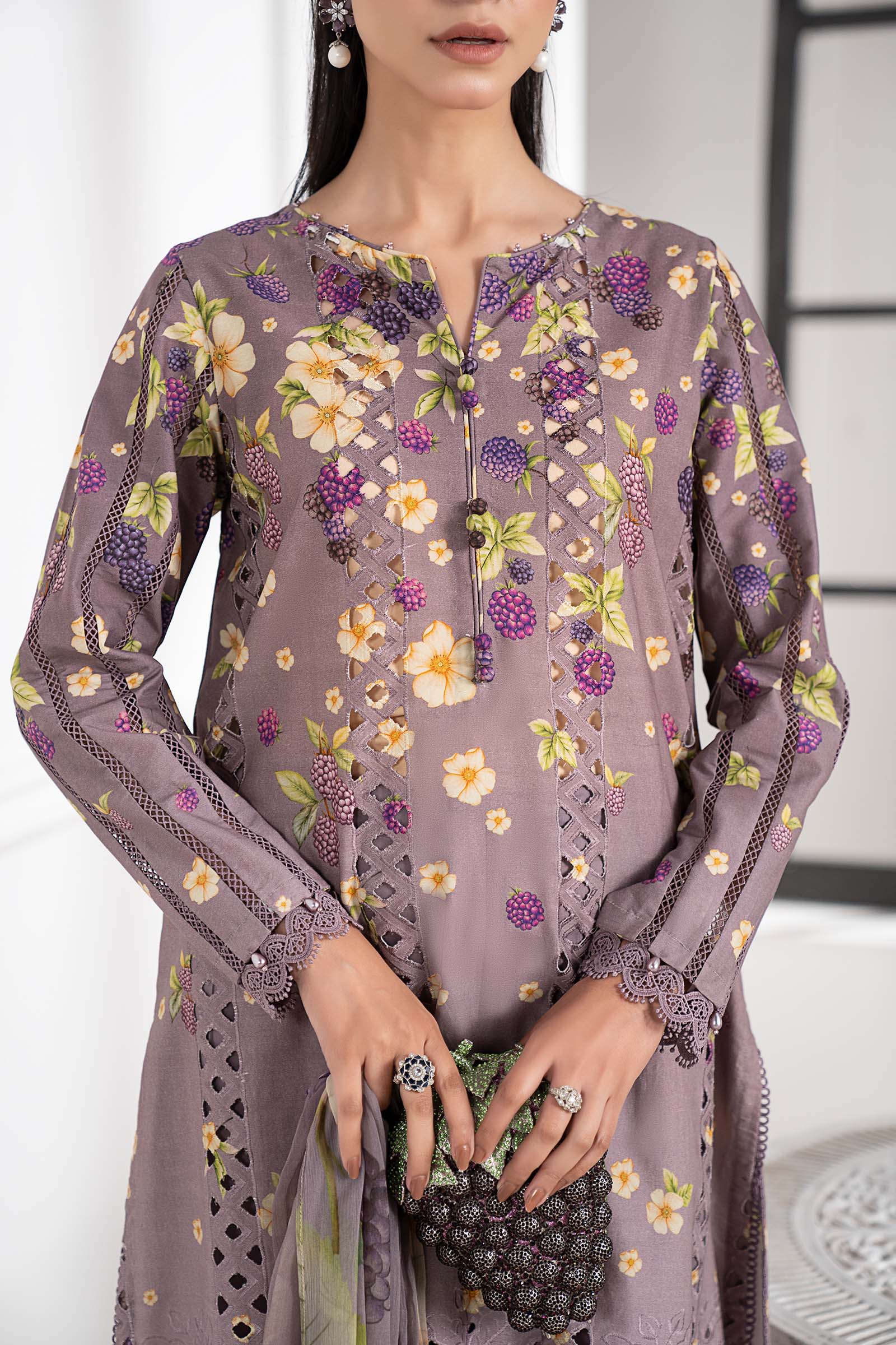 3 Piece Embroidered Cambric Suit - Image 5