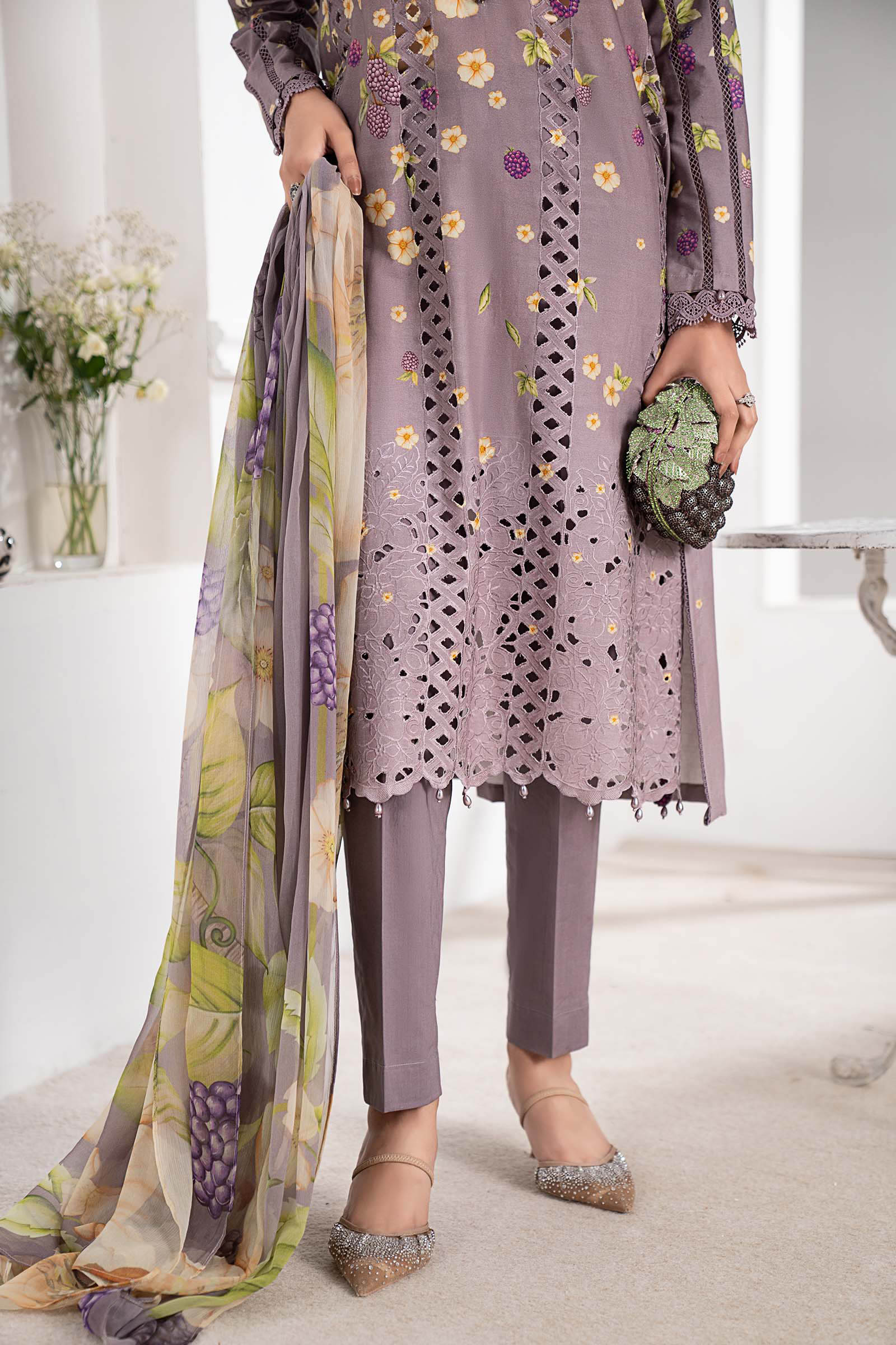 3 Piece Embroidered Cambric Suit - Image 6