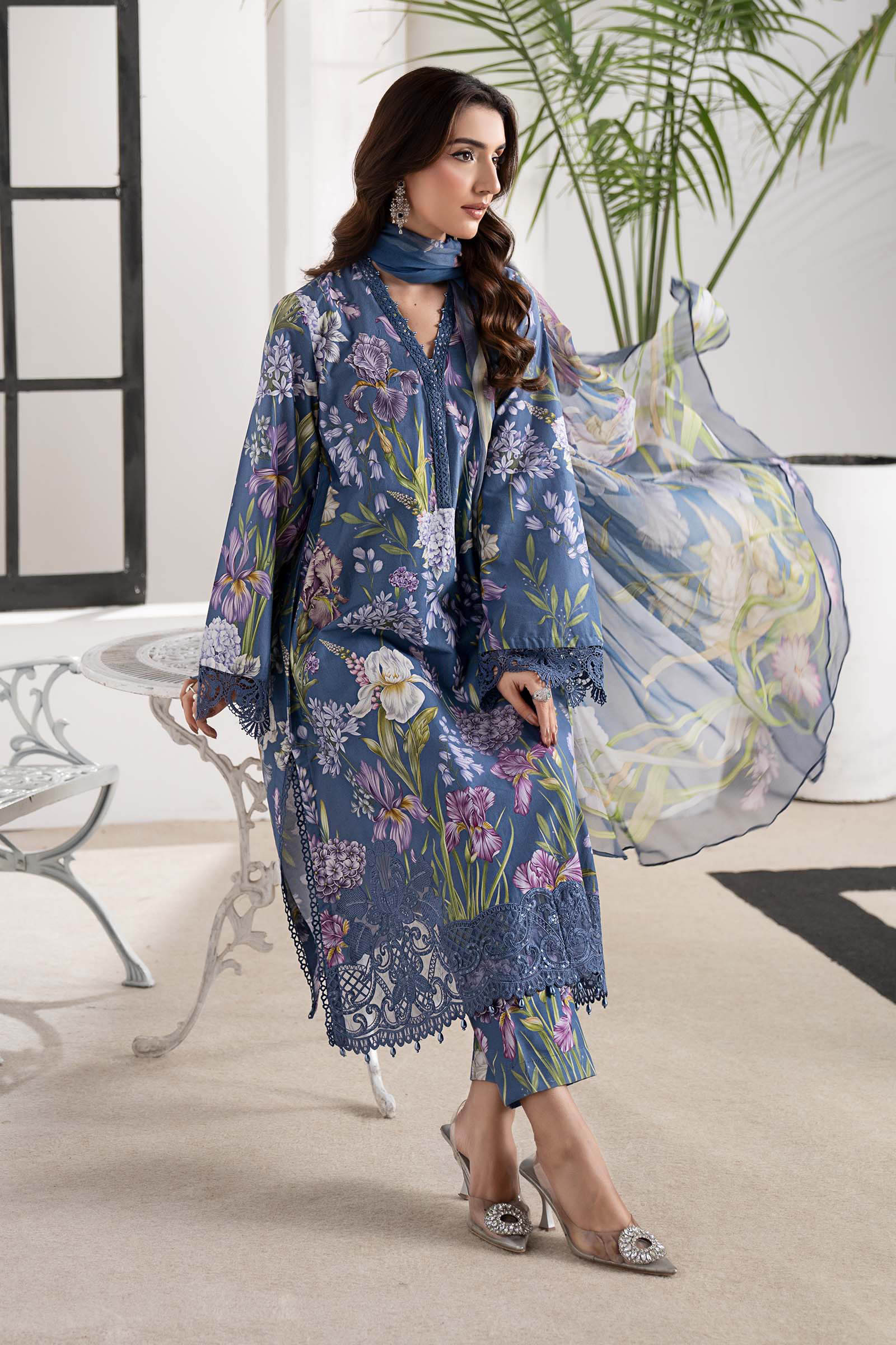 3 Piece Embroidered Cambric Suit - Image 3
