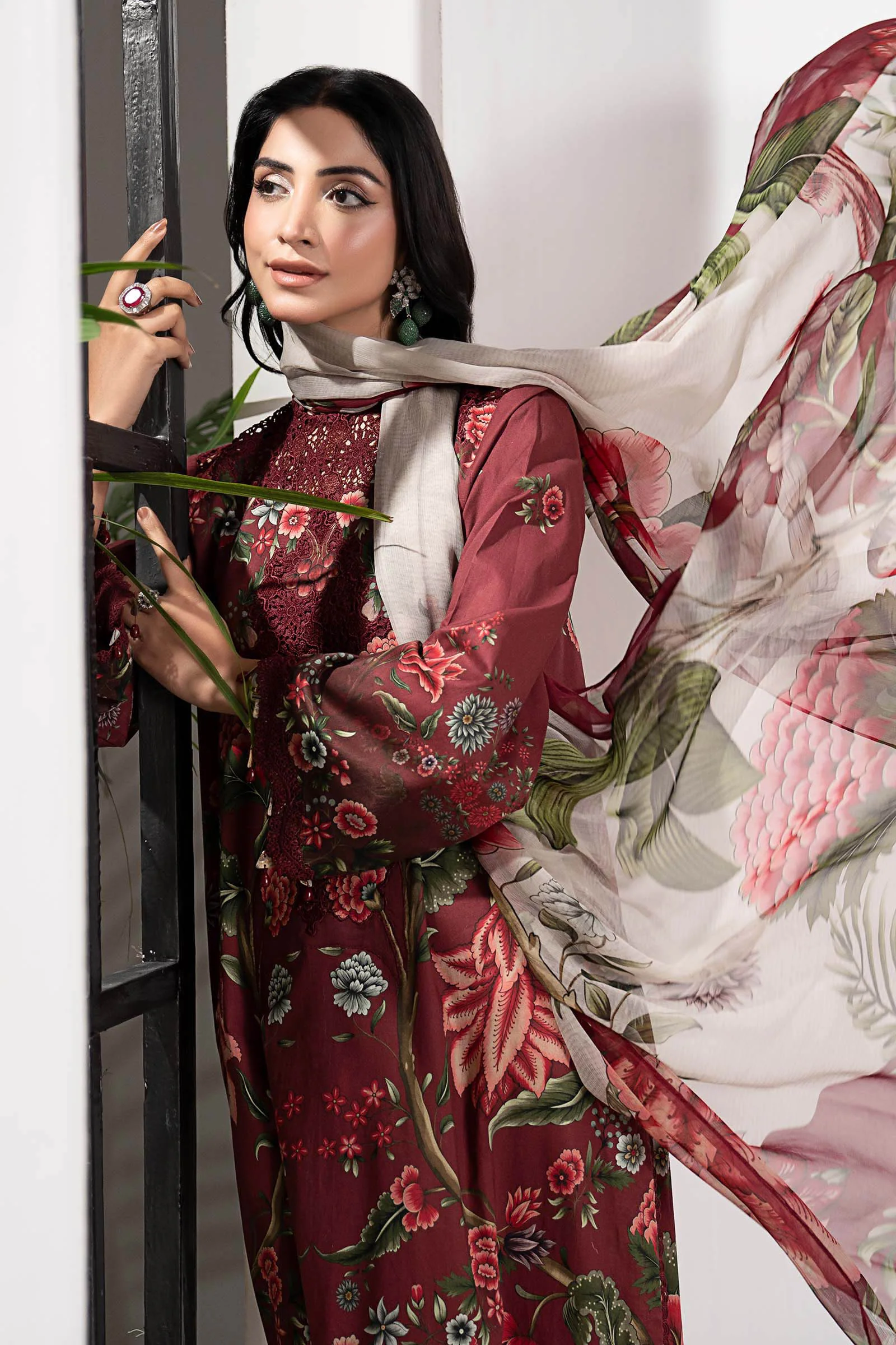 3 Piece Embroidered Cambric Suit - Image 3