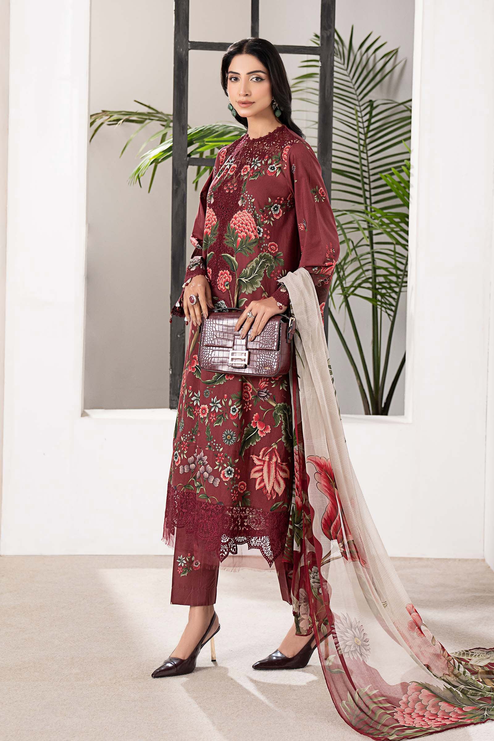 3 Piece Embroidered Cambric Suit - Image 6