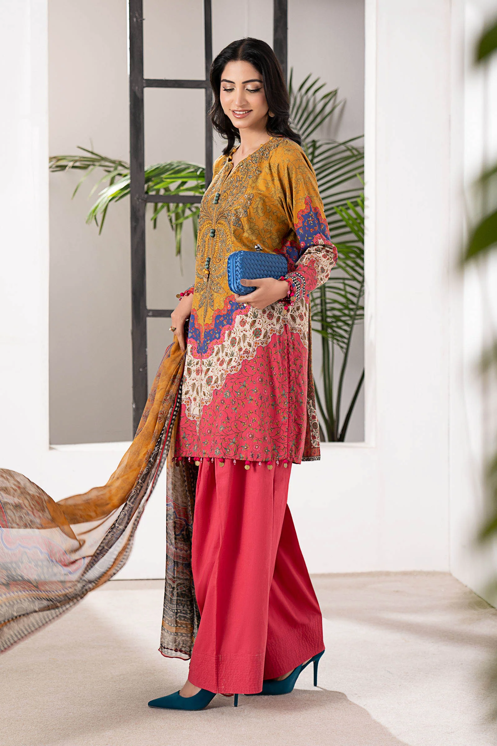 3 Piece Embroidered Cambric Suit - Image 7