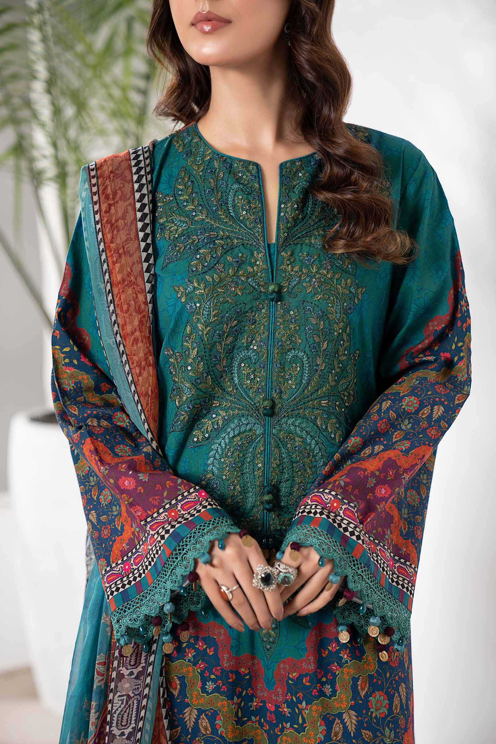 3 Piece Embroidered Cambric Suit - Image 4
