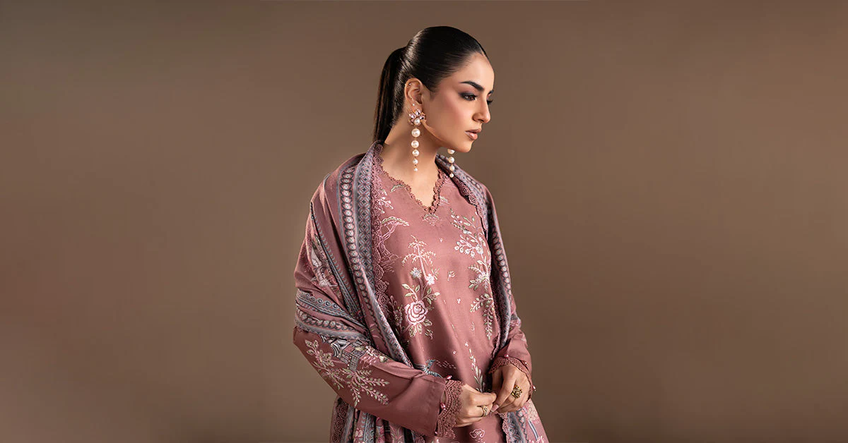3 Piece Embroidered Twill Linen Suit - Image 7