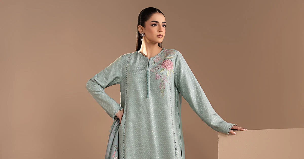 3 Piece Embroidered Twill Linen Suit - Image 10