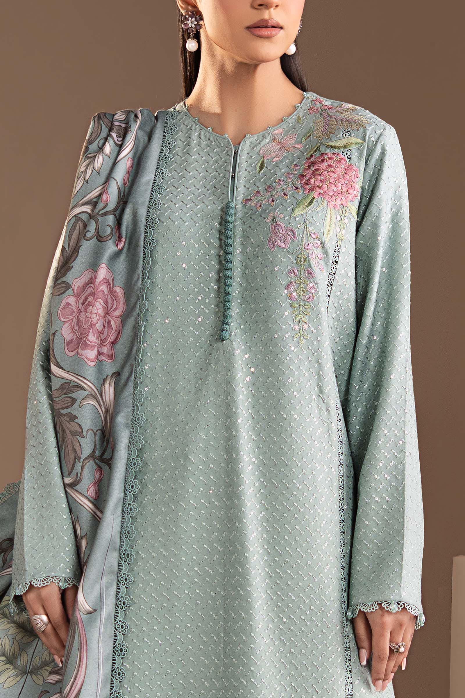 3 Piece Embroidered Twill Linen Suit - Image 5