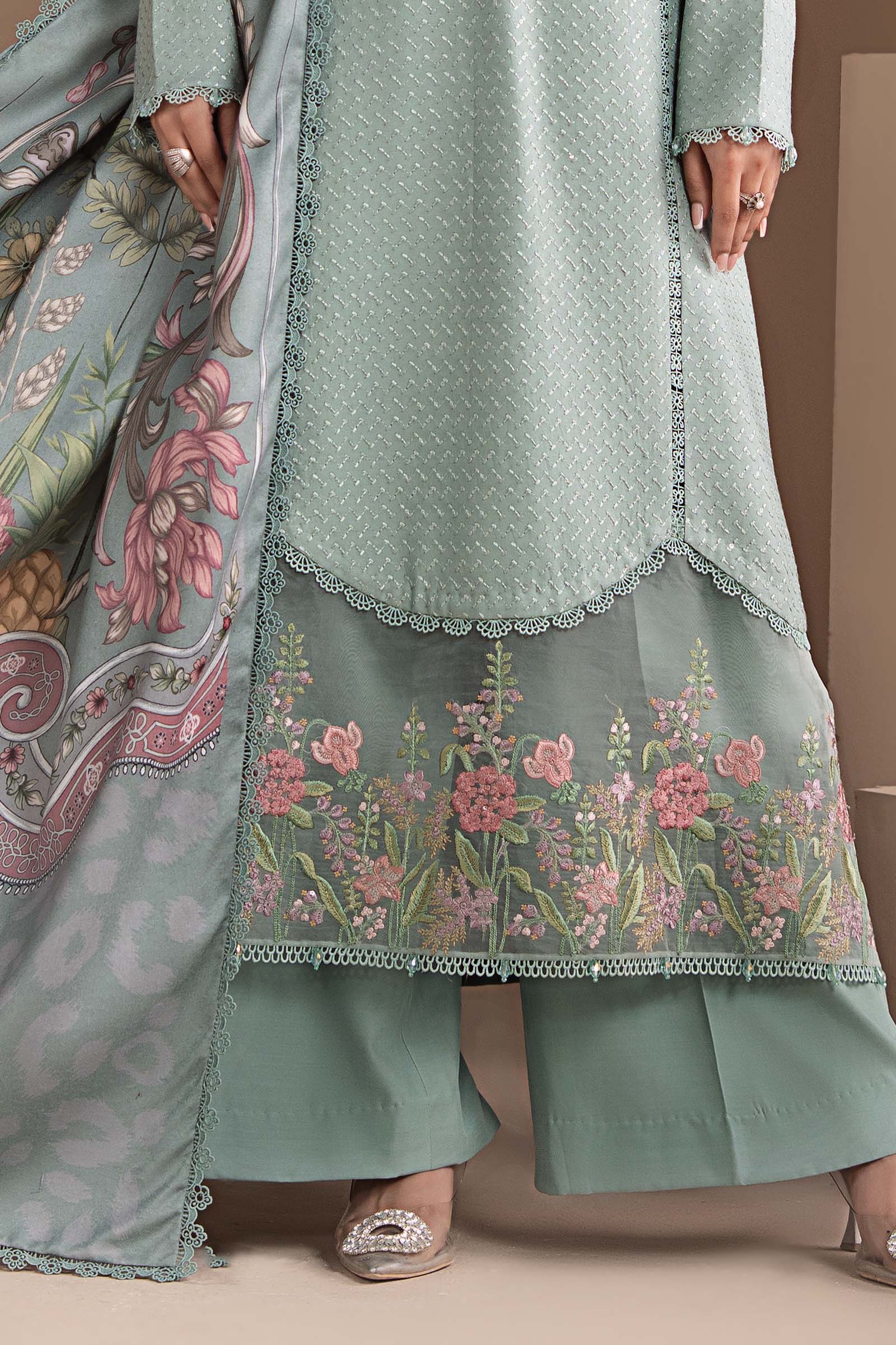 3 Piece Embroidered Twill Linen Suit - Image 6