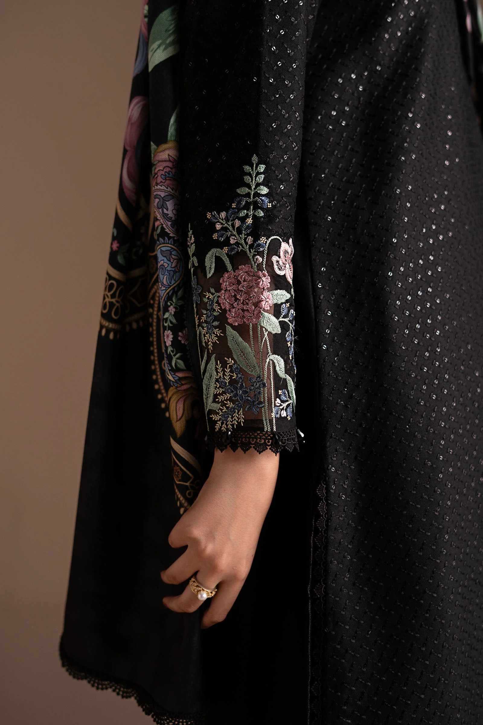 3 Piece Embroidered Twill Linen Suit - Image 5