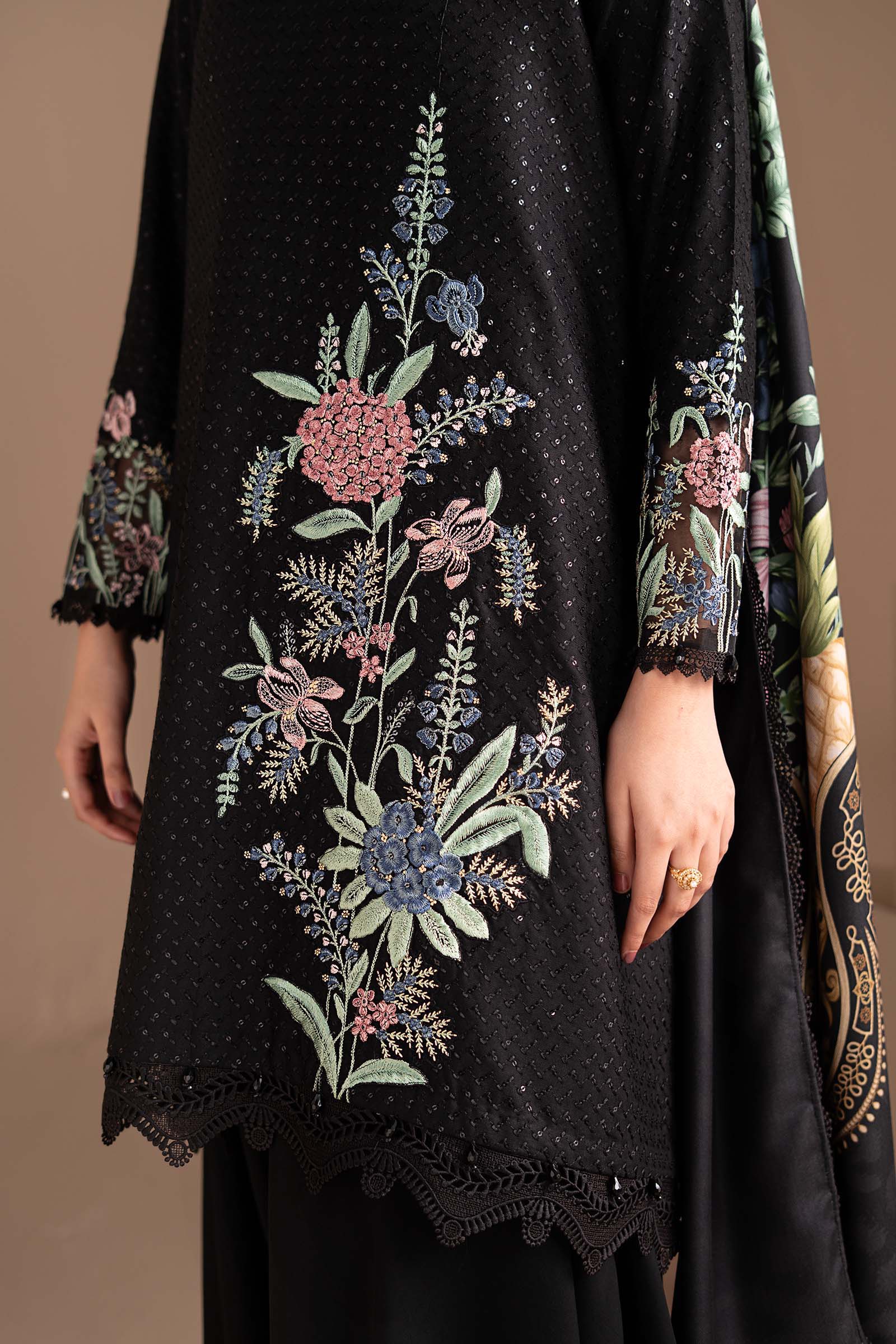 3 Piece Embroidered Twill Linen Suit - Image 6