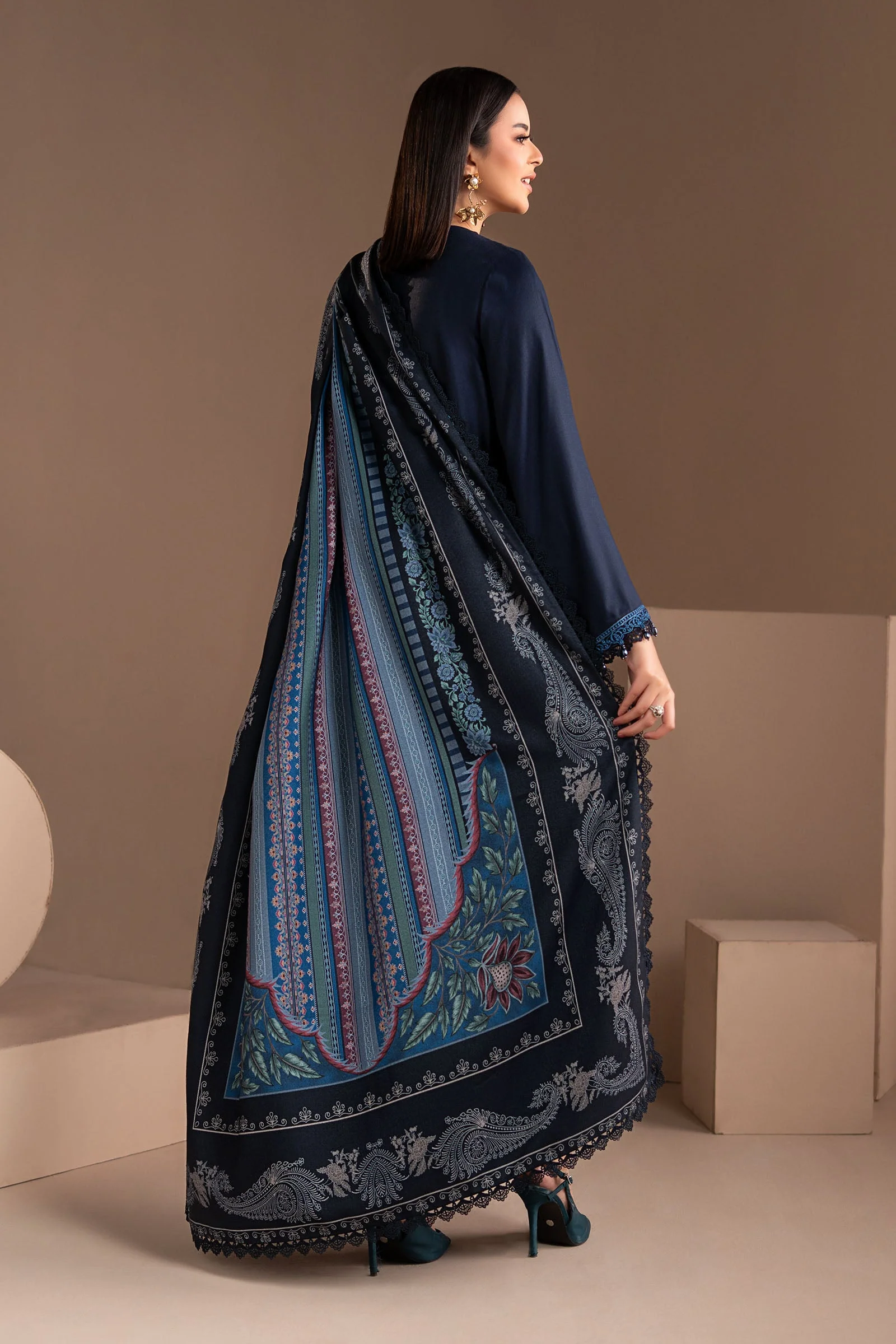 3 Piece Embroidered Twill Linen Suit - Image 12