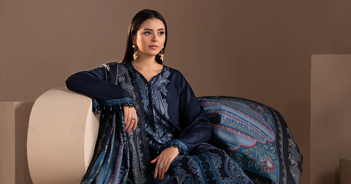 3 Piece Embroidered Twill Linen Suit - Image 13