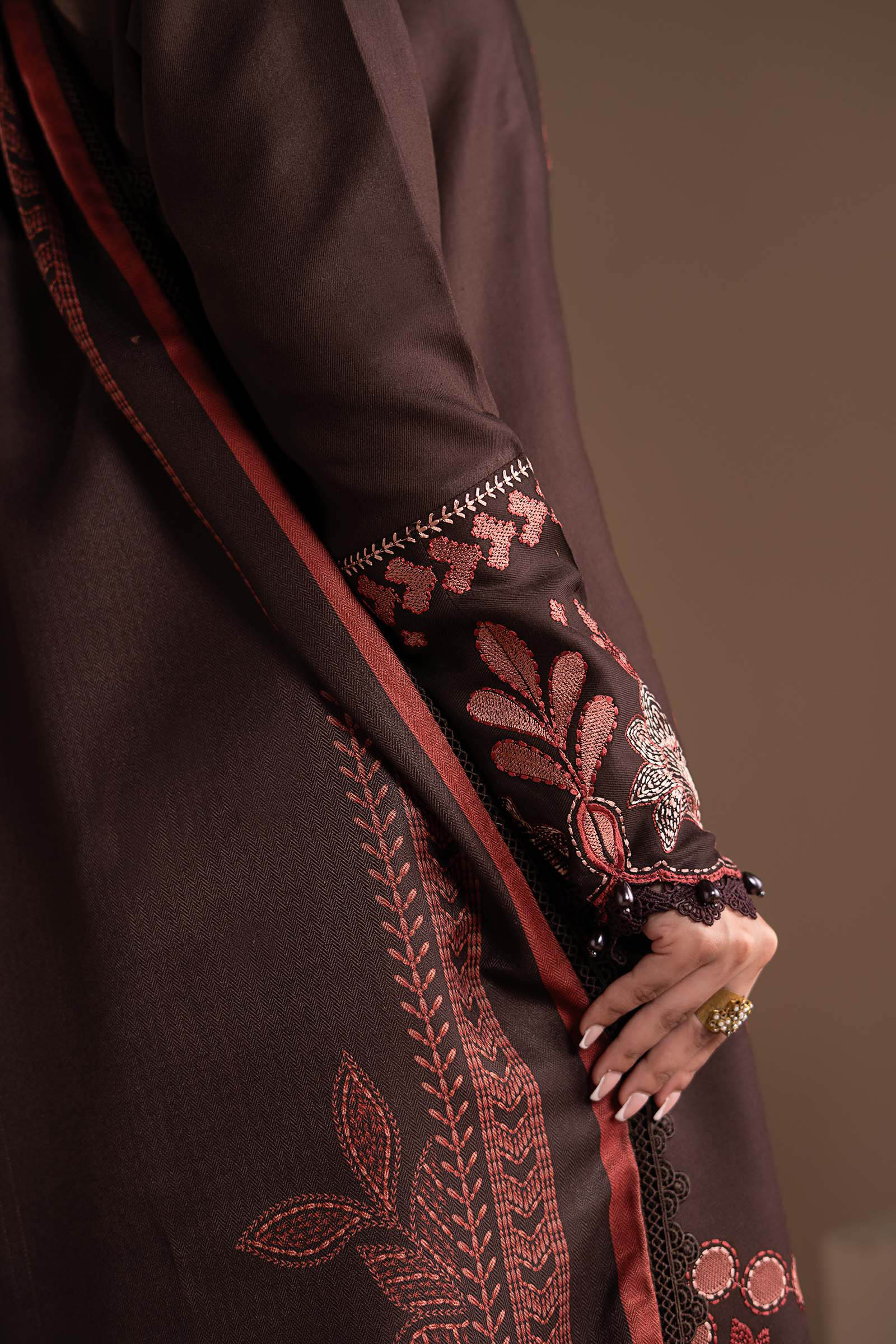 3 Piece Embroidered Twill Linen Suit - Image 4