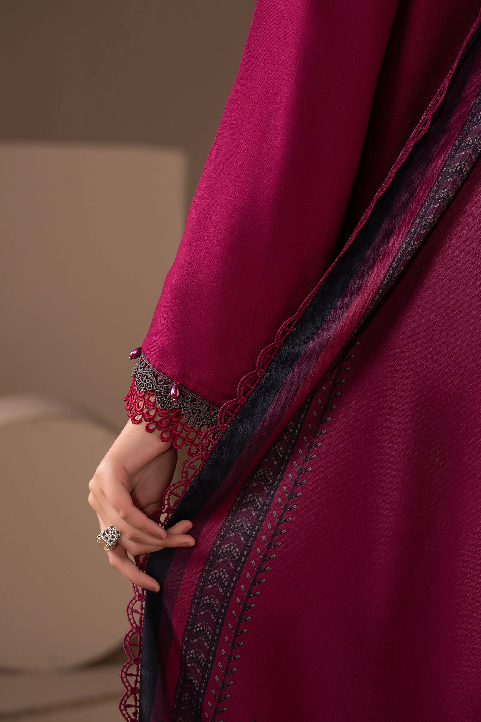 3 Piece Embroidered Twill Linen Suit - Image 4