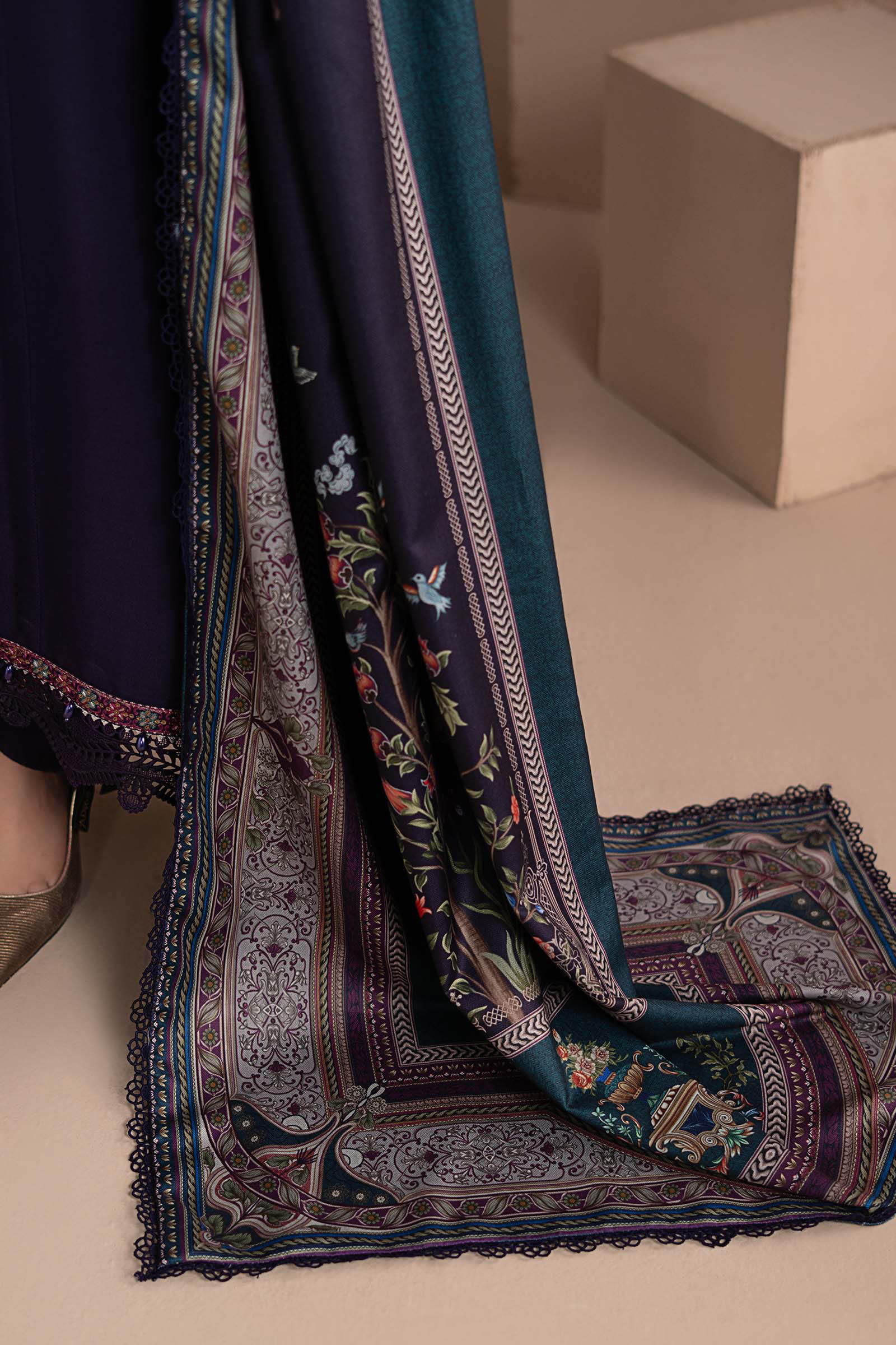 3 Piece Embroidered Twill Linen Suit - Image 5