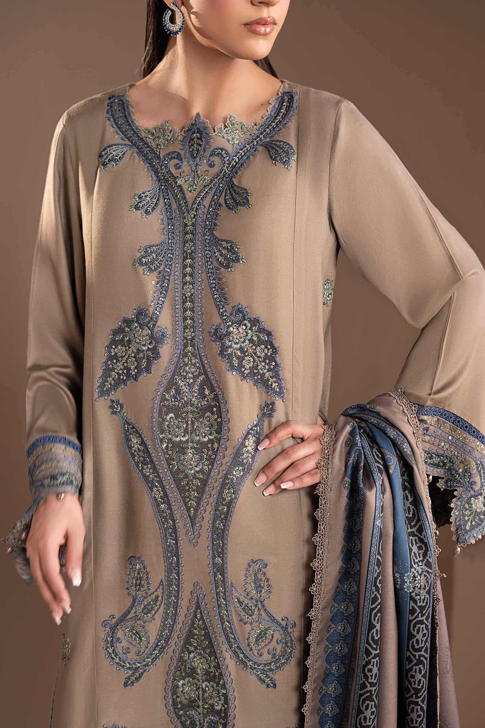 3 Piece Embroidered Twill Linen Suit - Image 4