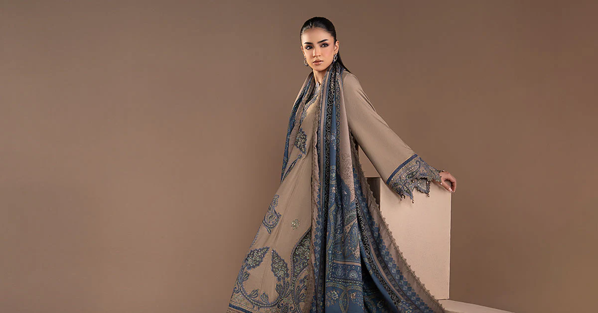 3 Piece Embroidered Twill Linen Suit - Image 8