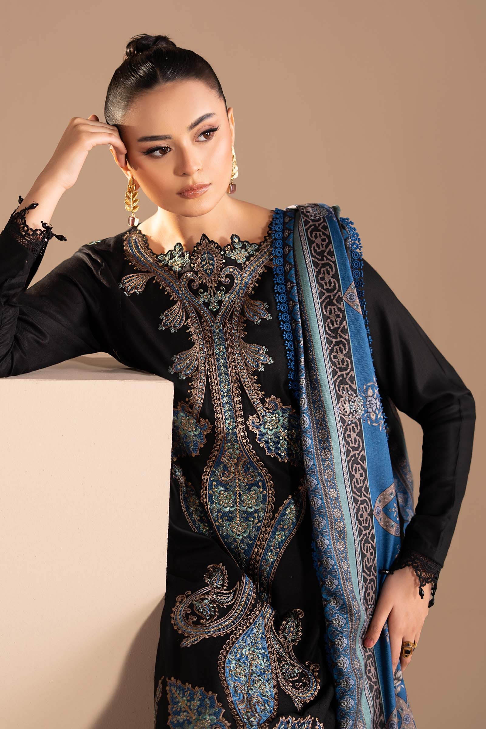 3 Piece Embroidered Twill Linen Suit - Image 2