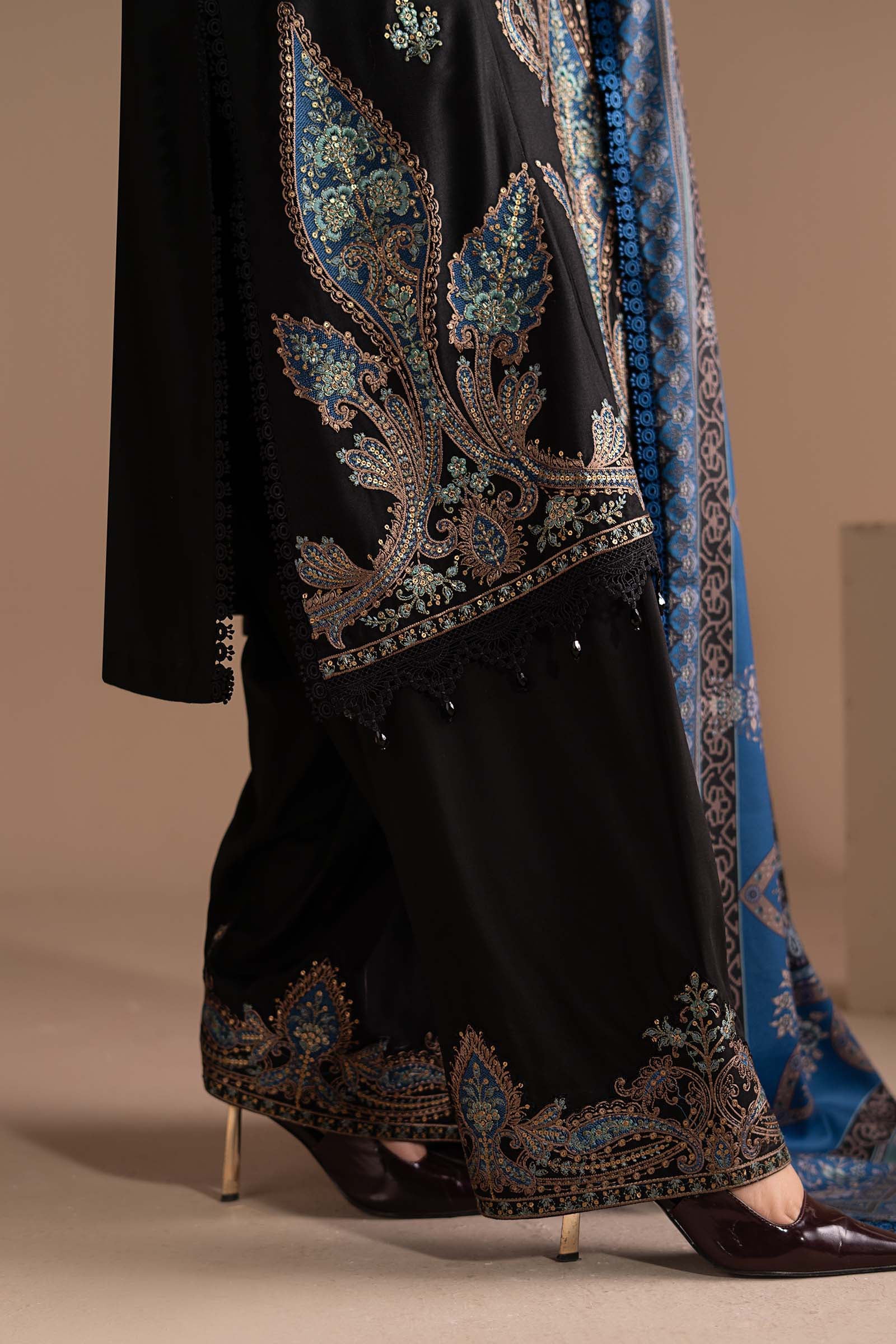 3 Piece Embroidered Twill Linen Suit - Image 4