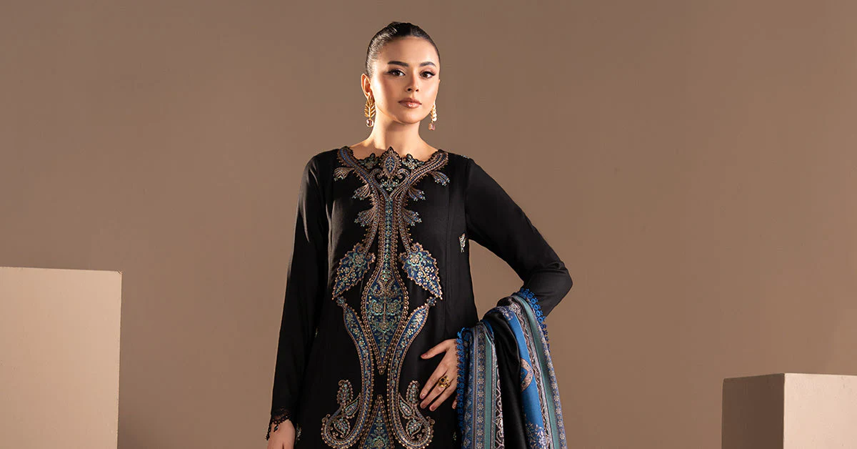 3 Piece Embroidered Twill Linen Suit - Image 9
