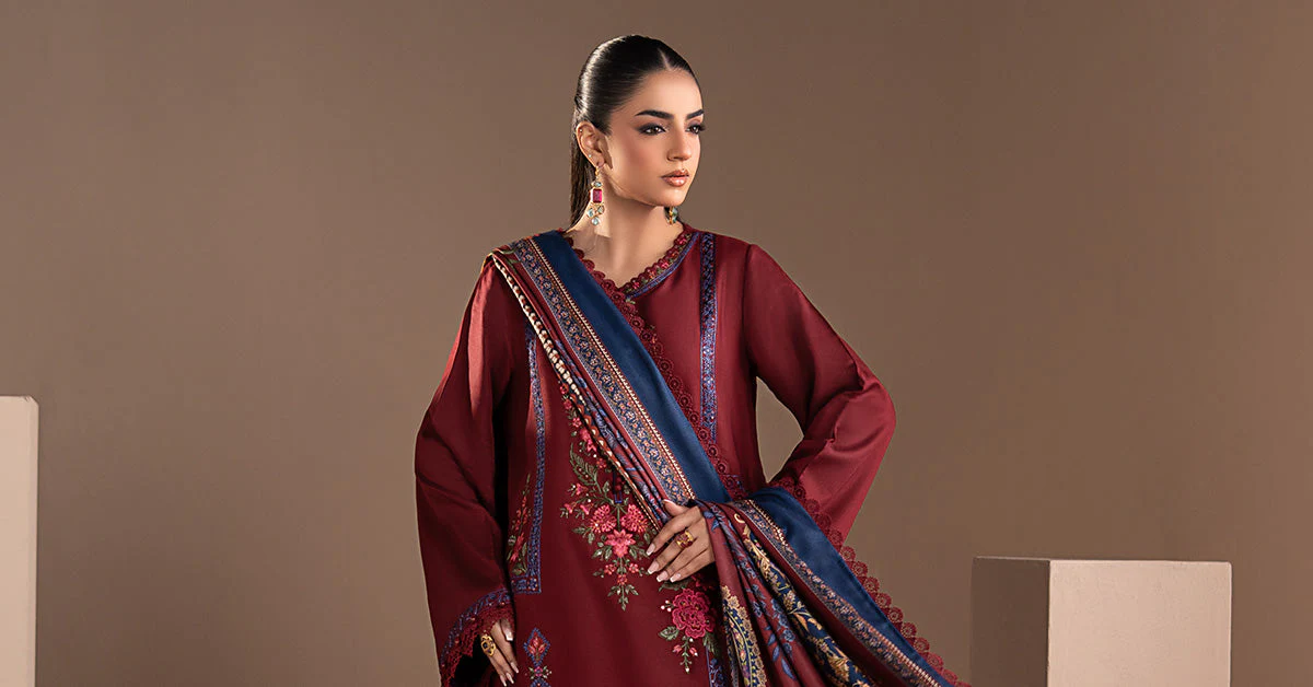 3 Piece Embroidered Twill Linen Suit - Image 9
