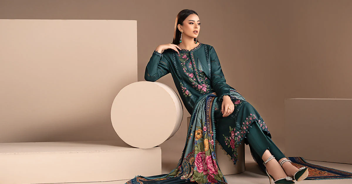 3 Piece Embroidered Twill Linen Suit - Image 10